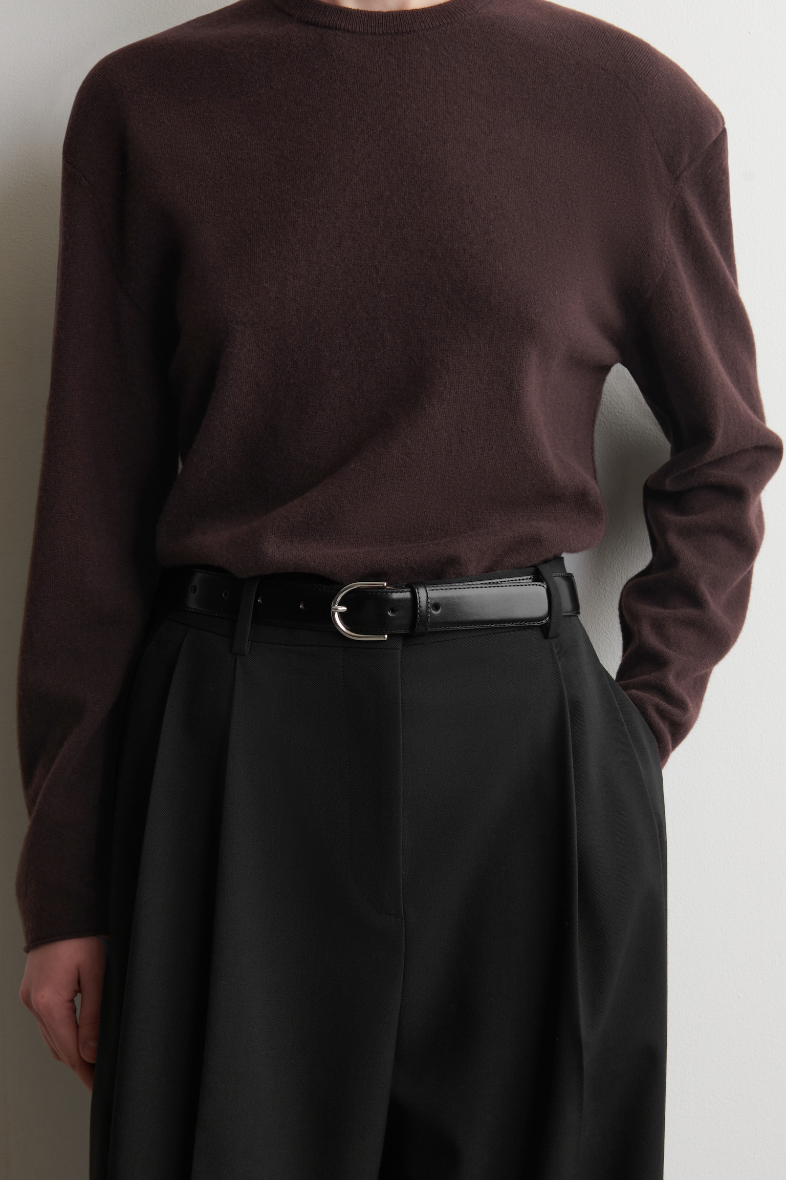 LEDERGÜRTEL MIT D-SCHNALLE - SCHWARZ/SILBER/SCHWARZ - 1