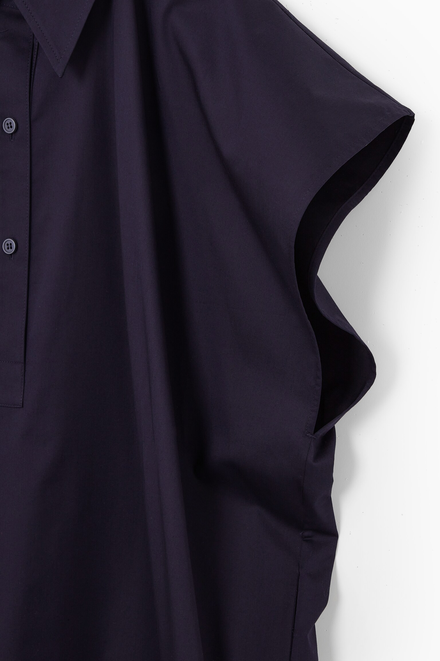 OVERSIZED MIDI SHIRT DRESS - NAVY/WHITE - 2