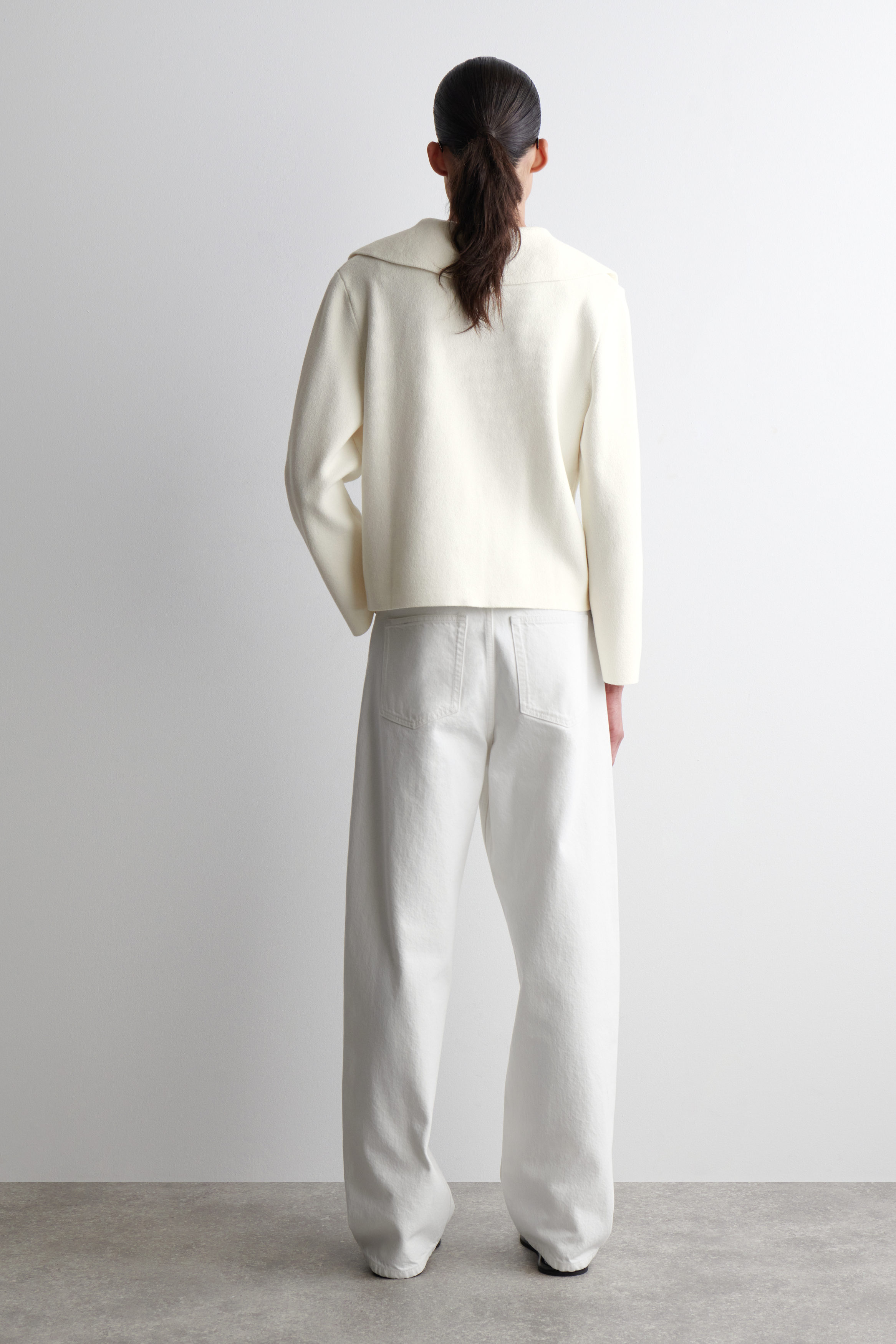COLLARED KNITTED JACKET - IVORY | COS