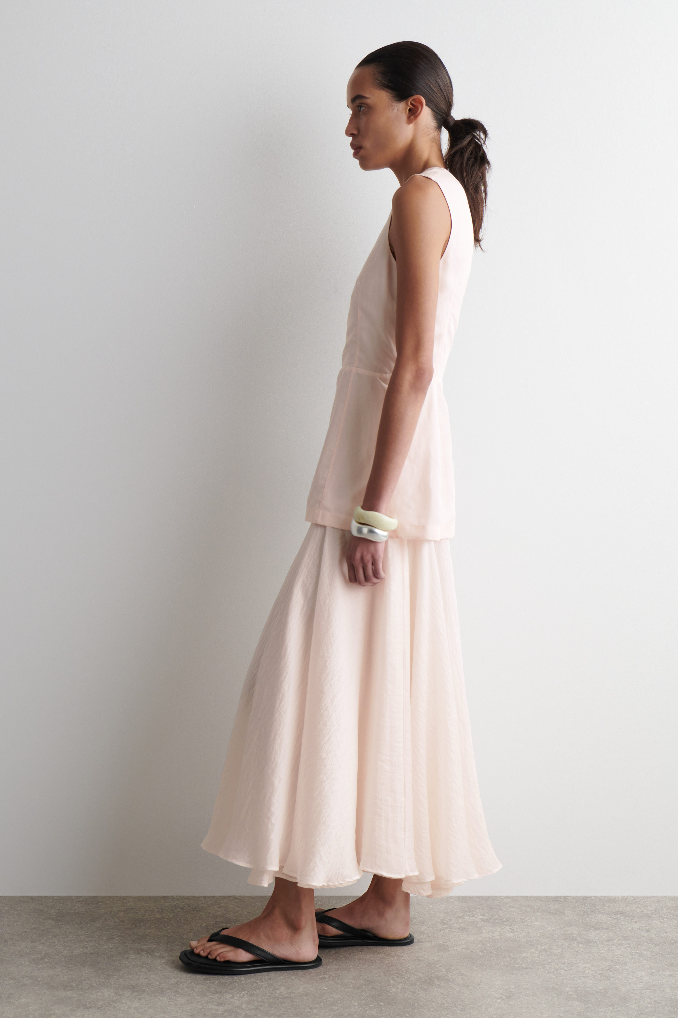 LAYERED PEPLUM MIDI DRESS - LIGHT PINK | COS