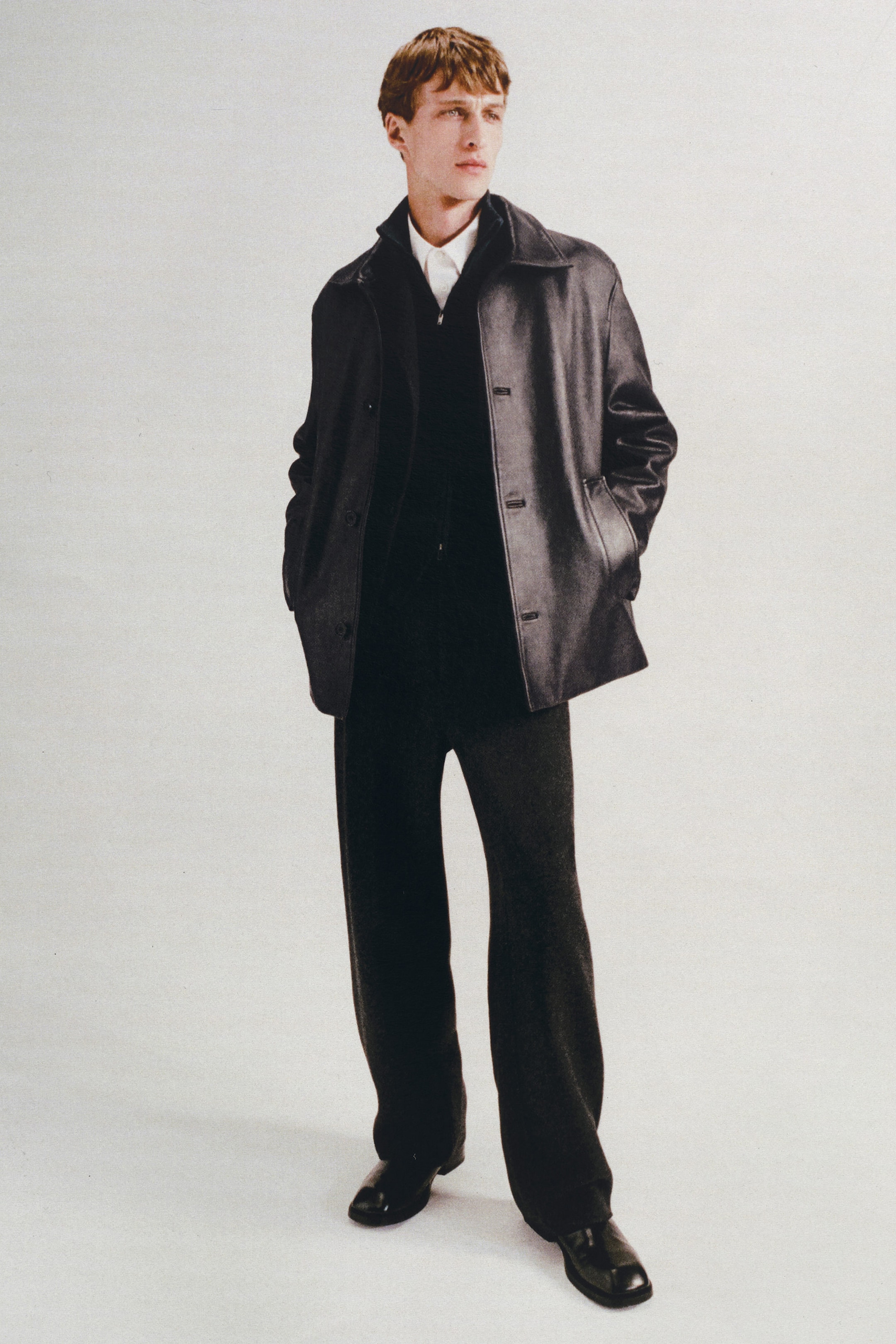 BURNISHED-LEATHER JACKET - BLACK | COS US