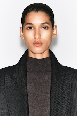 SEAMLESS MERINO WOOL MOCK-NECK BODYSUIT — BROWN MÉLANGE 2