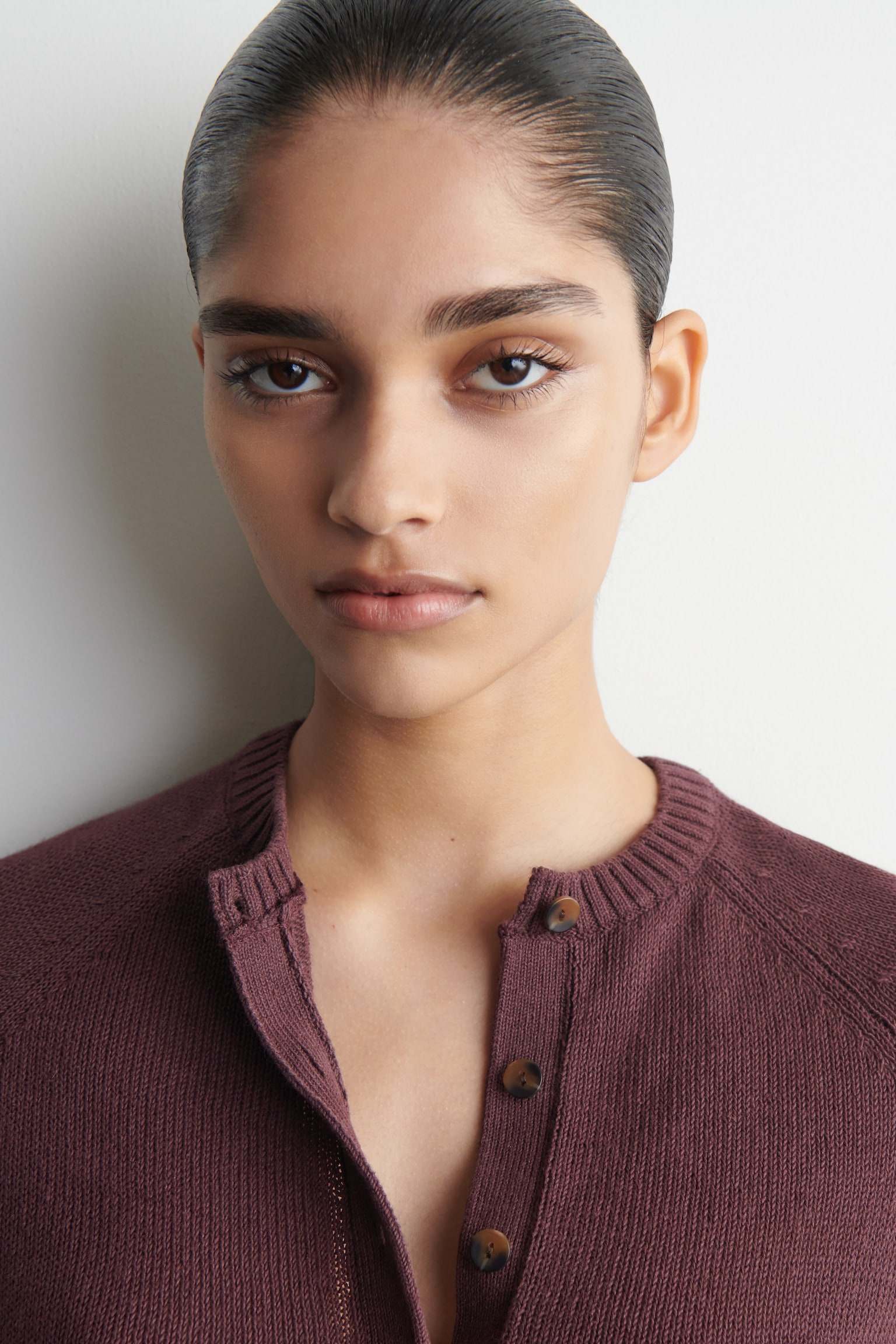 PLETENÝ LENOVÝ KARDIGAN - BURGUNDY/KOBALTOVĚ MODRÁ - 5