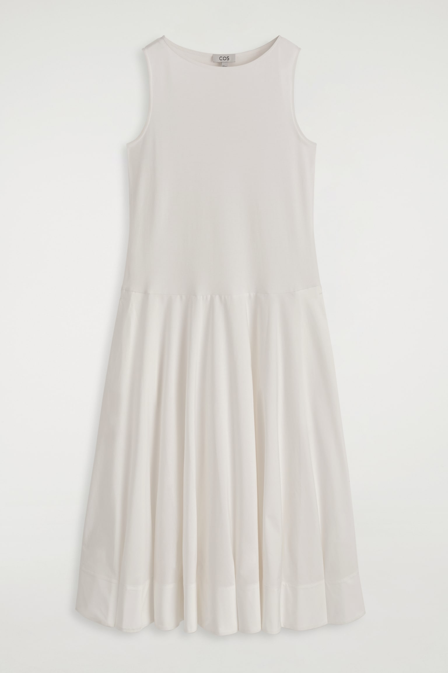 VESTIDO EVASÉ DE ALGODÓN CON CUELLO BARCO - BLANCO/NEGRO - 2
