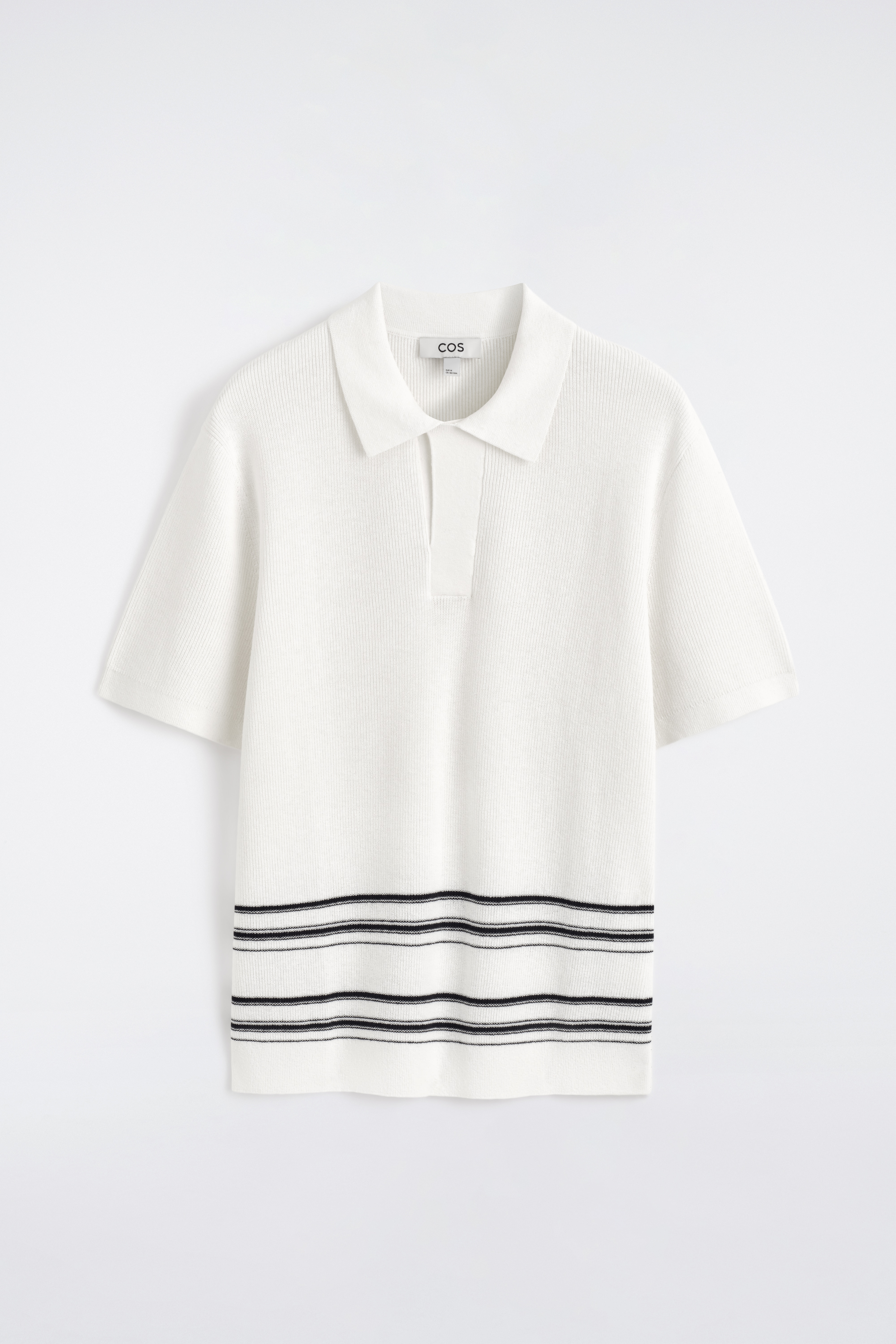 GESTREIFTES POLOSHIRT AUS BAUMWOLL-LEINEN-MIX - CREME/GESTREIFT