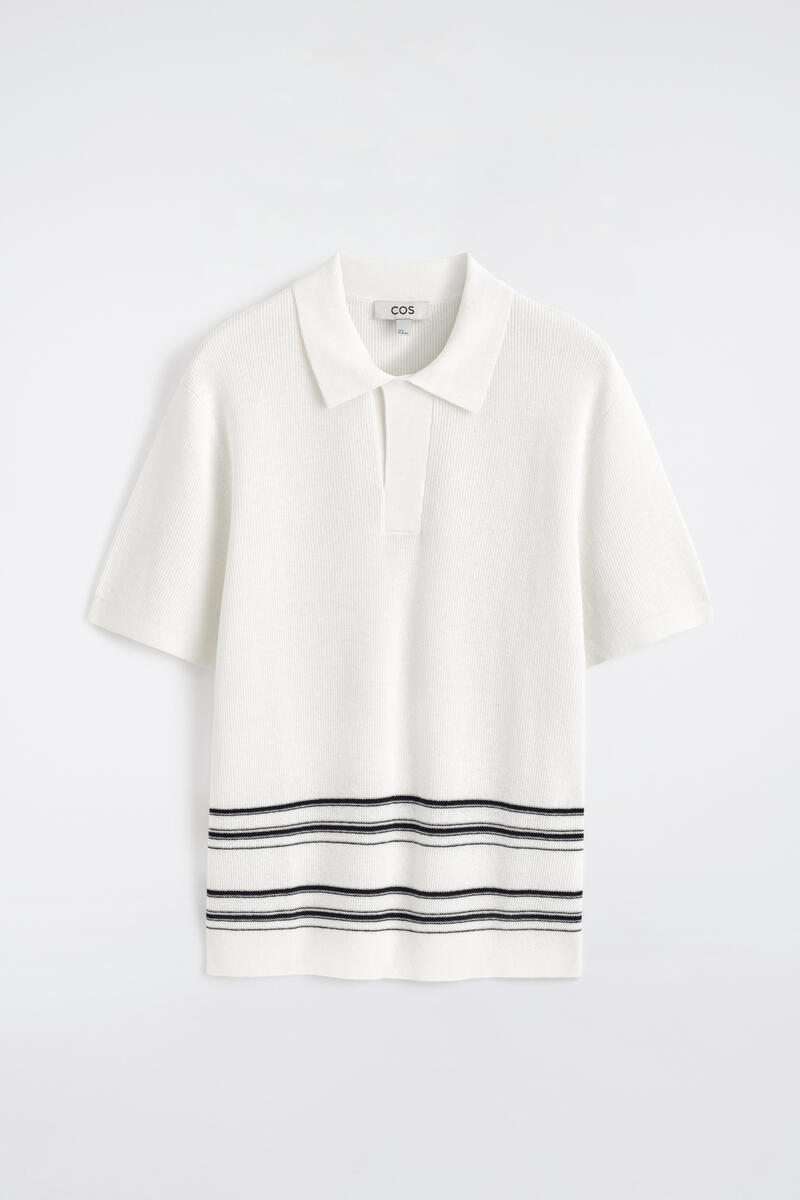 Striped Knitted Cotton-Linen Polo Shirt