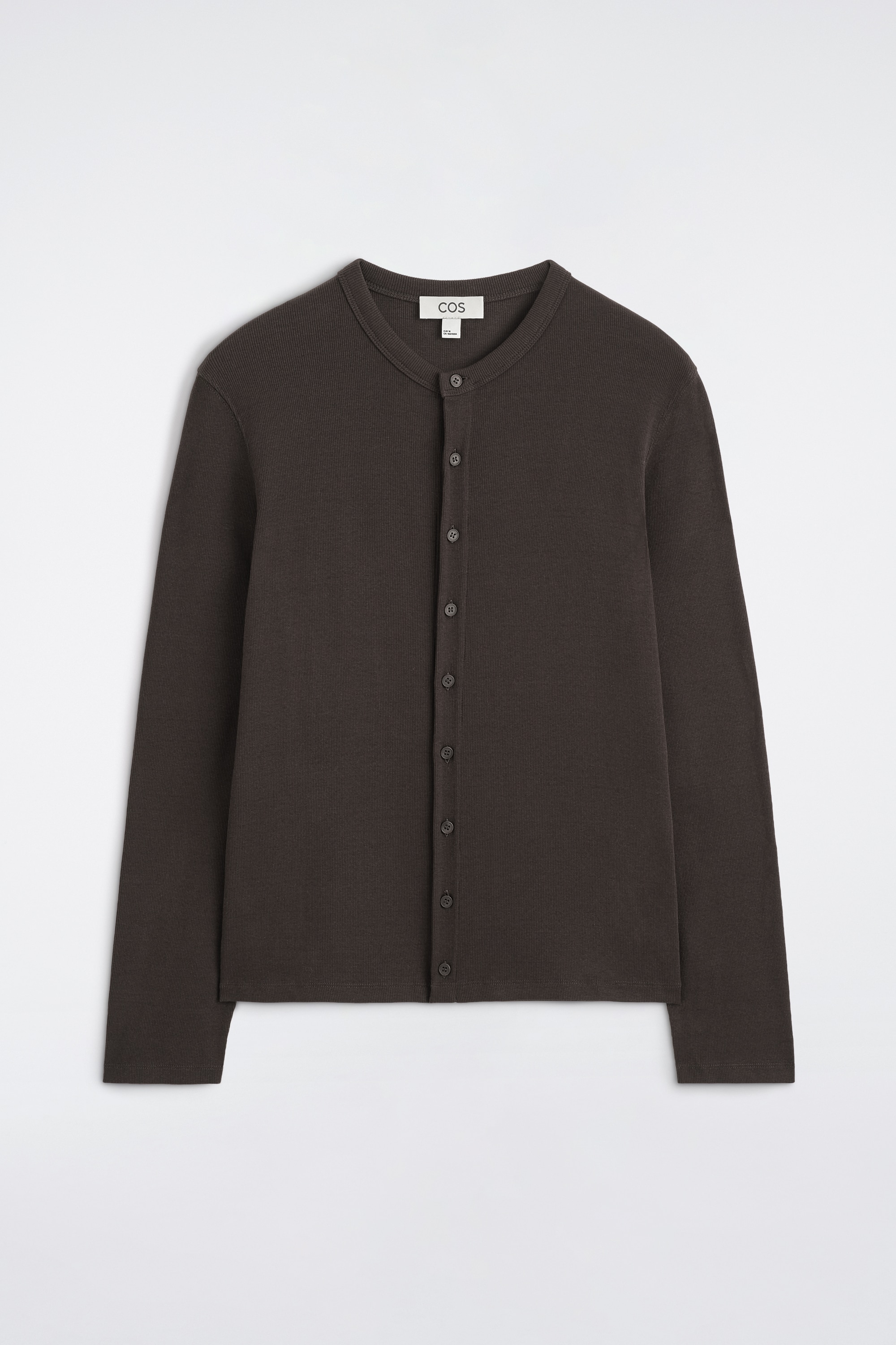 CARDIGAN EN COTON CÔTELÉ SLIM - BRUN