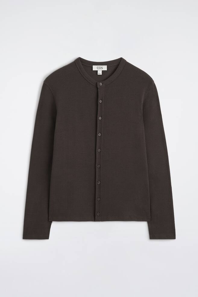 CÁRDIGAN SLIM FIT PUNTO CANALÉ ALGODÓN - MARRÓN/GRIS JASPEADO - 1