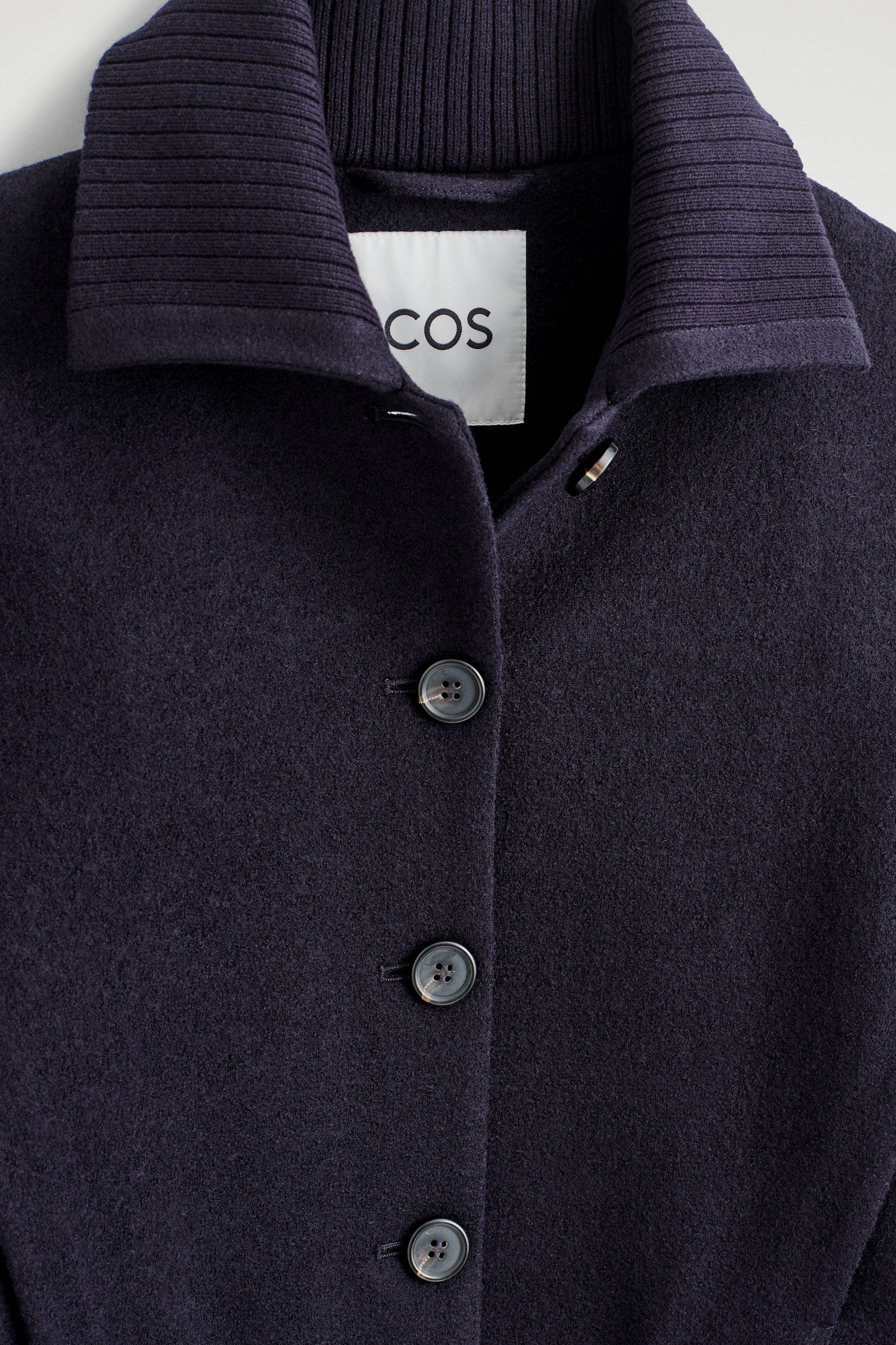 RIBBED-COLLAR BOILED MERINO WOOL JACKET