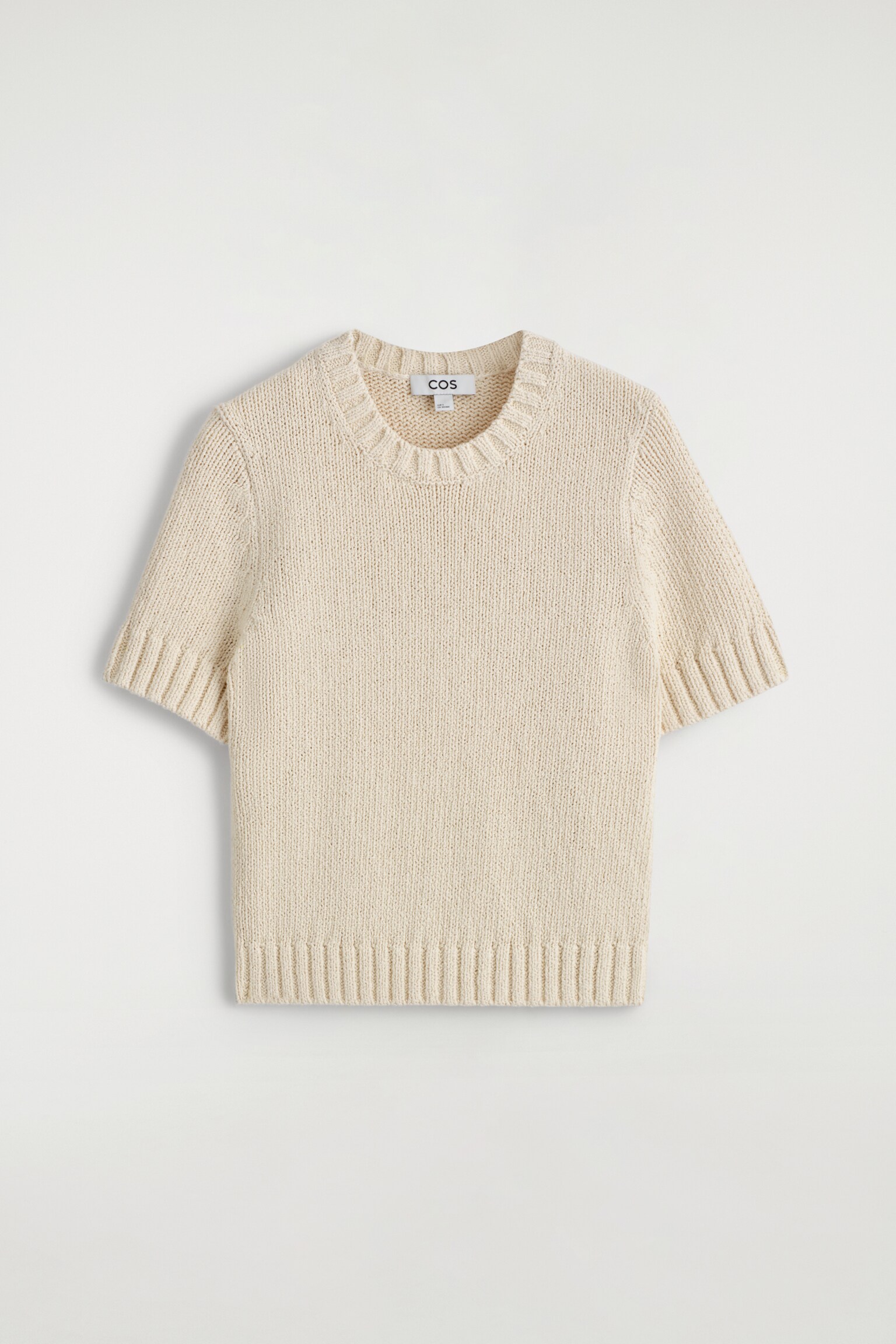 T-SHIRT IN MAGLIA DI COTONE - ÉCRU/ROSA CHIARO - 2