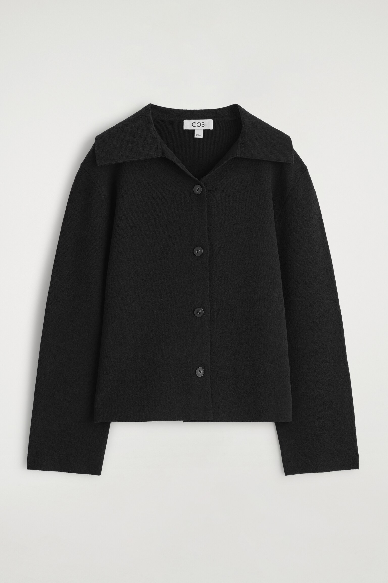 COLLARED KNITTED JACKET - BLACK/IVORY - 2