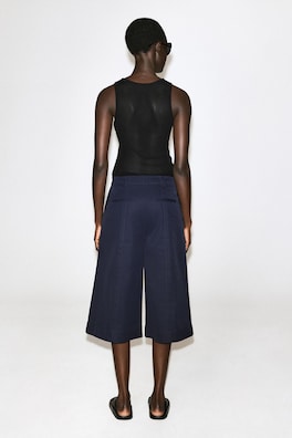TAILORED COTTON-TWILL CULOTTES — NAVY 4