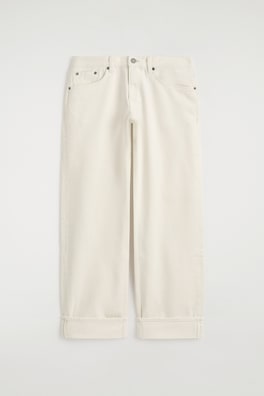 FOLDED CURVED-LEG TURN-UP JEANS — WHITE 11
