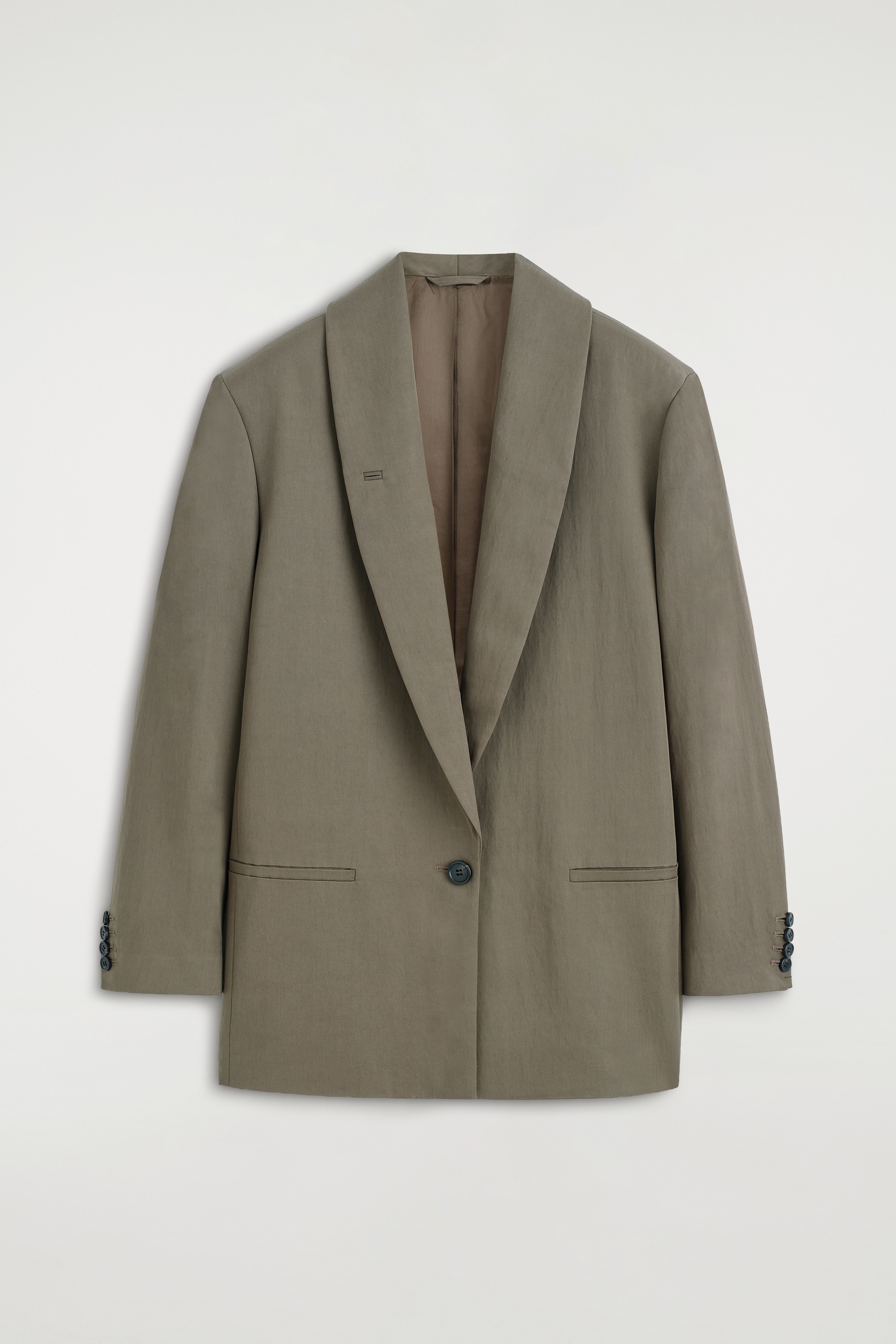 FLIESSENDER BLAZER MIT SCHALKRAGEN - DUNKLES BEIGE