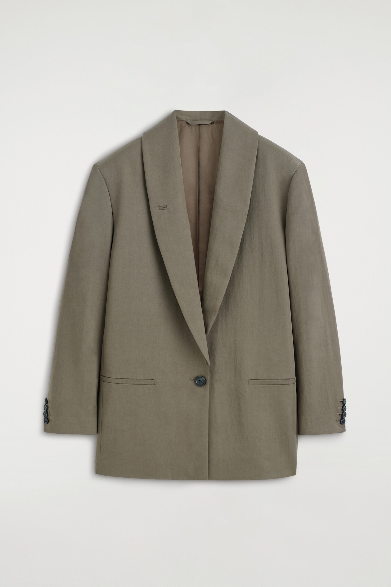 FLUID SHAWL-COLLAR BLAZER — DARK BEIGE