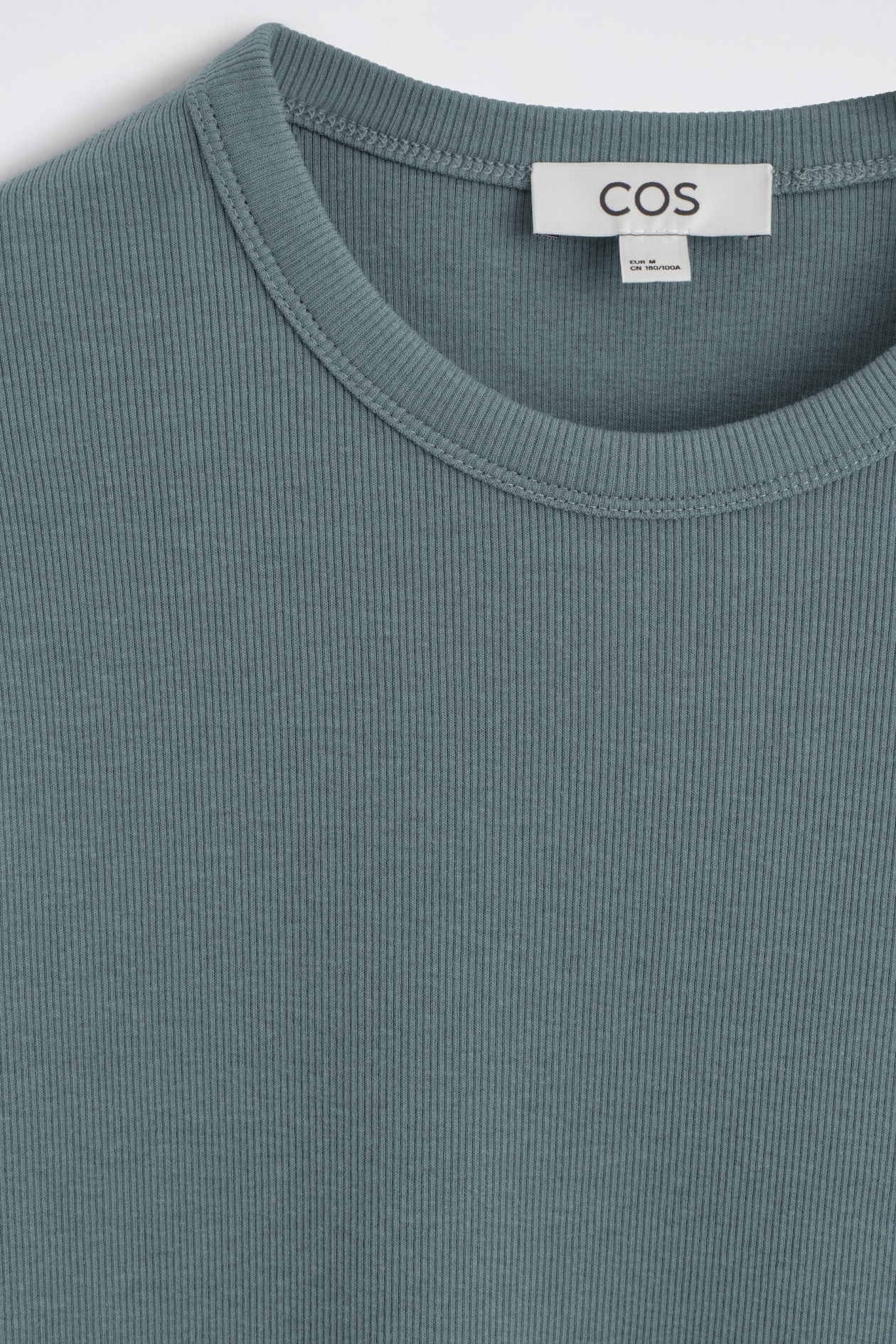 SLIM RIBBED COTTON LONG-SLEEVED T-SHIRT — SLATE
