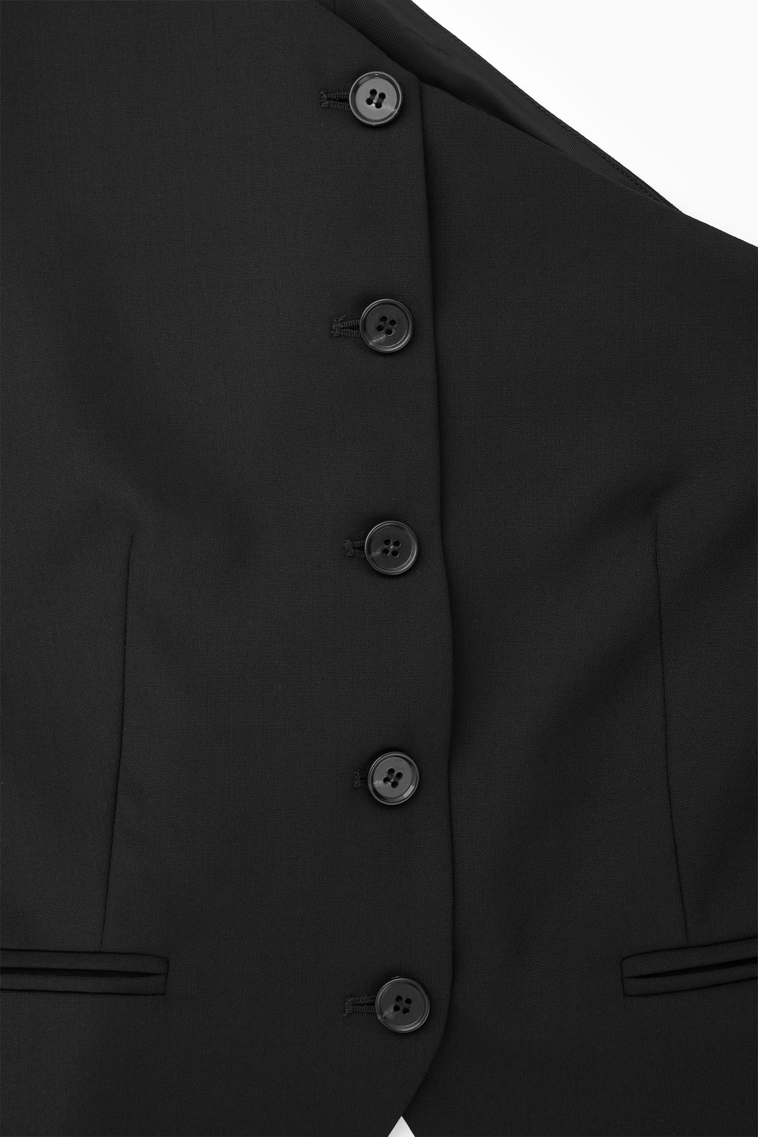 ASYMMETRIC TAILORED WOOL WAISTCOAT - BLACK - 3