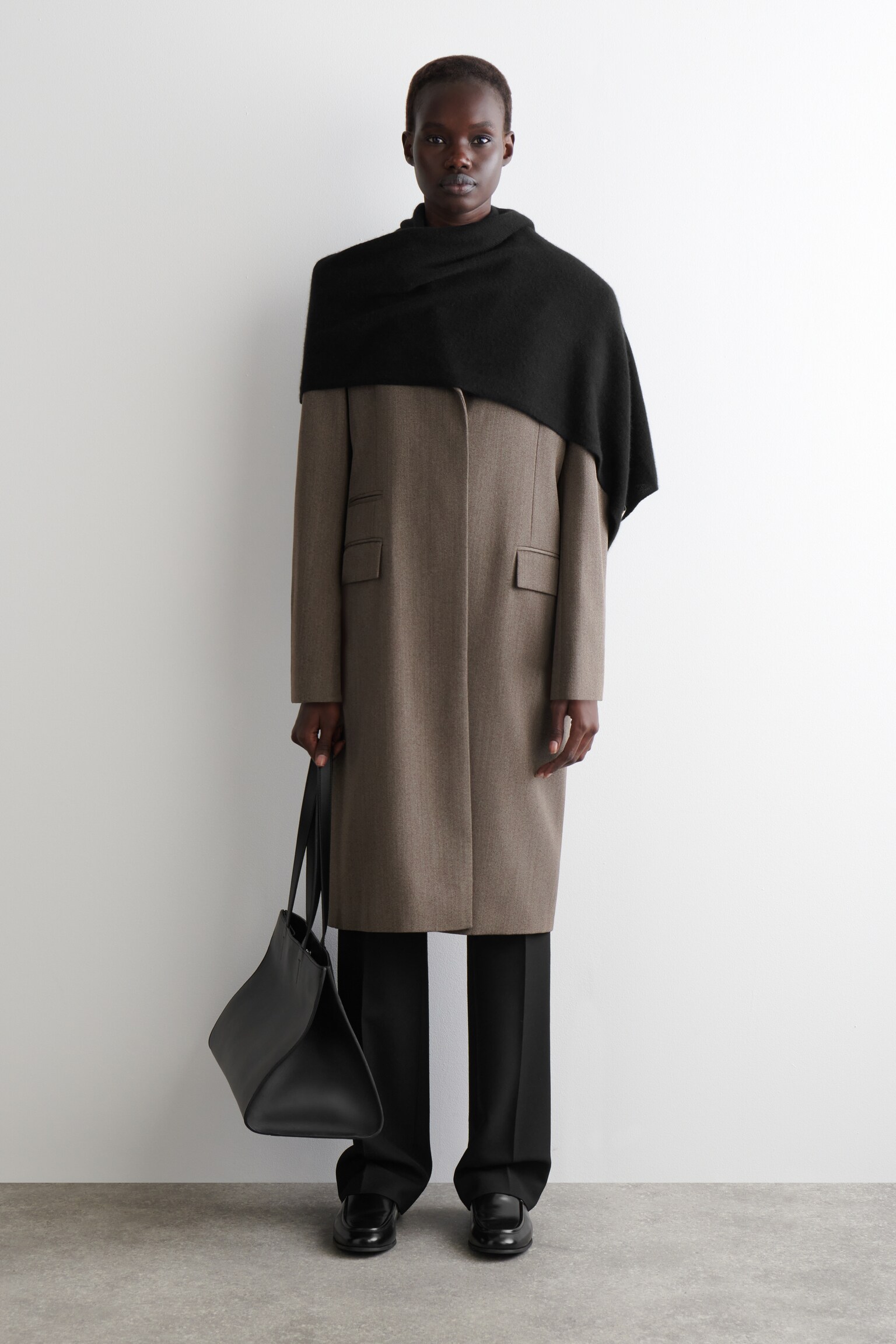 ÉCHARPE EN CACHEMIRE - NOIR/VERT OLIVE/GRIS FONCÉ - 3