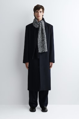 REVERSIBLE FLECKED WOOL-BLEND SCARF — NAVY / WHITE 3