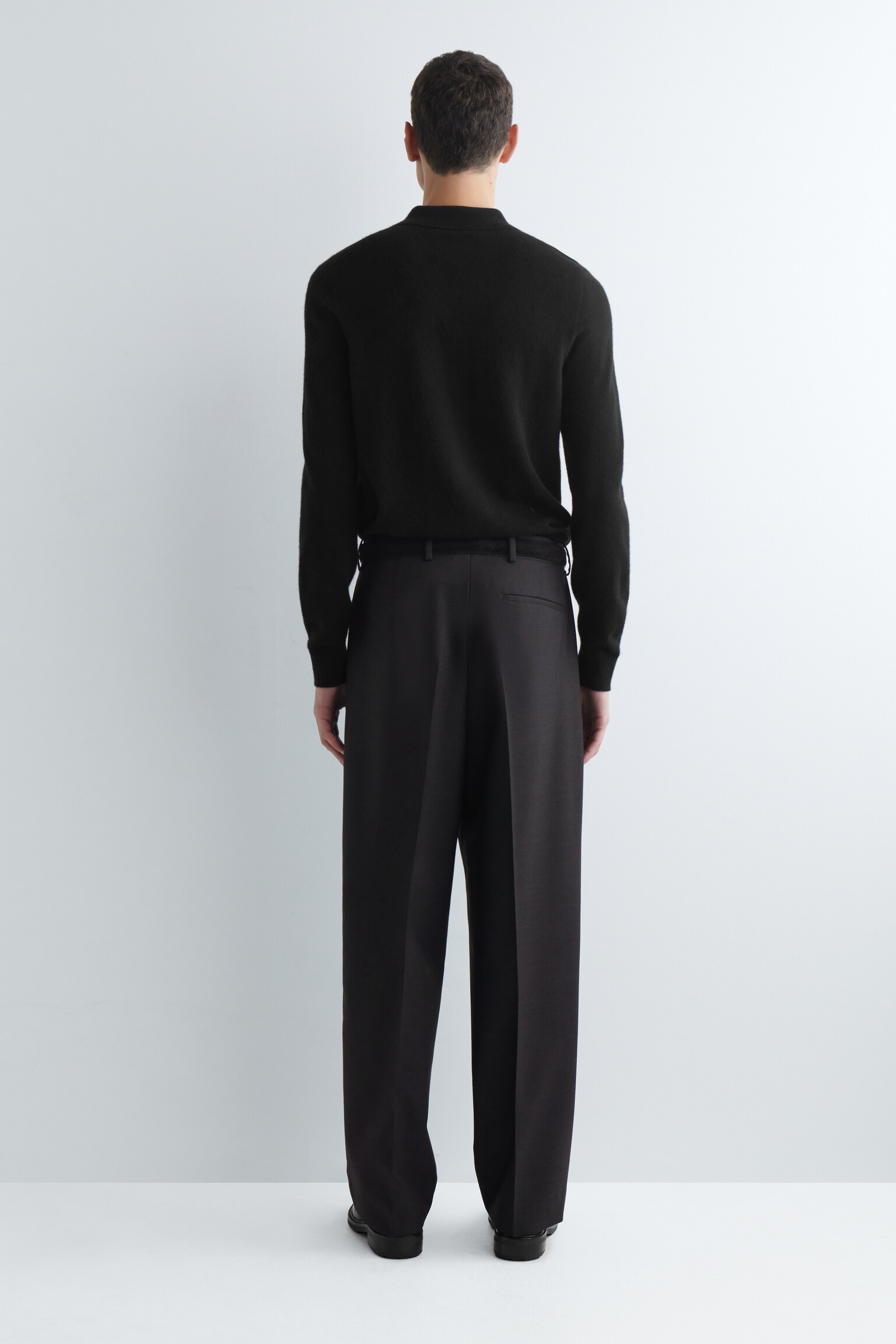 PLEATED WOOL TROUSERS - CHARCOAL - 4