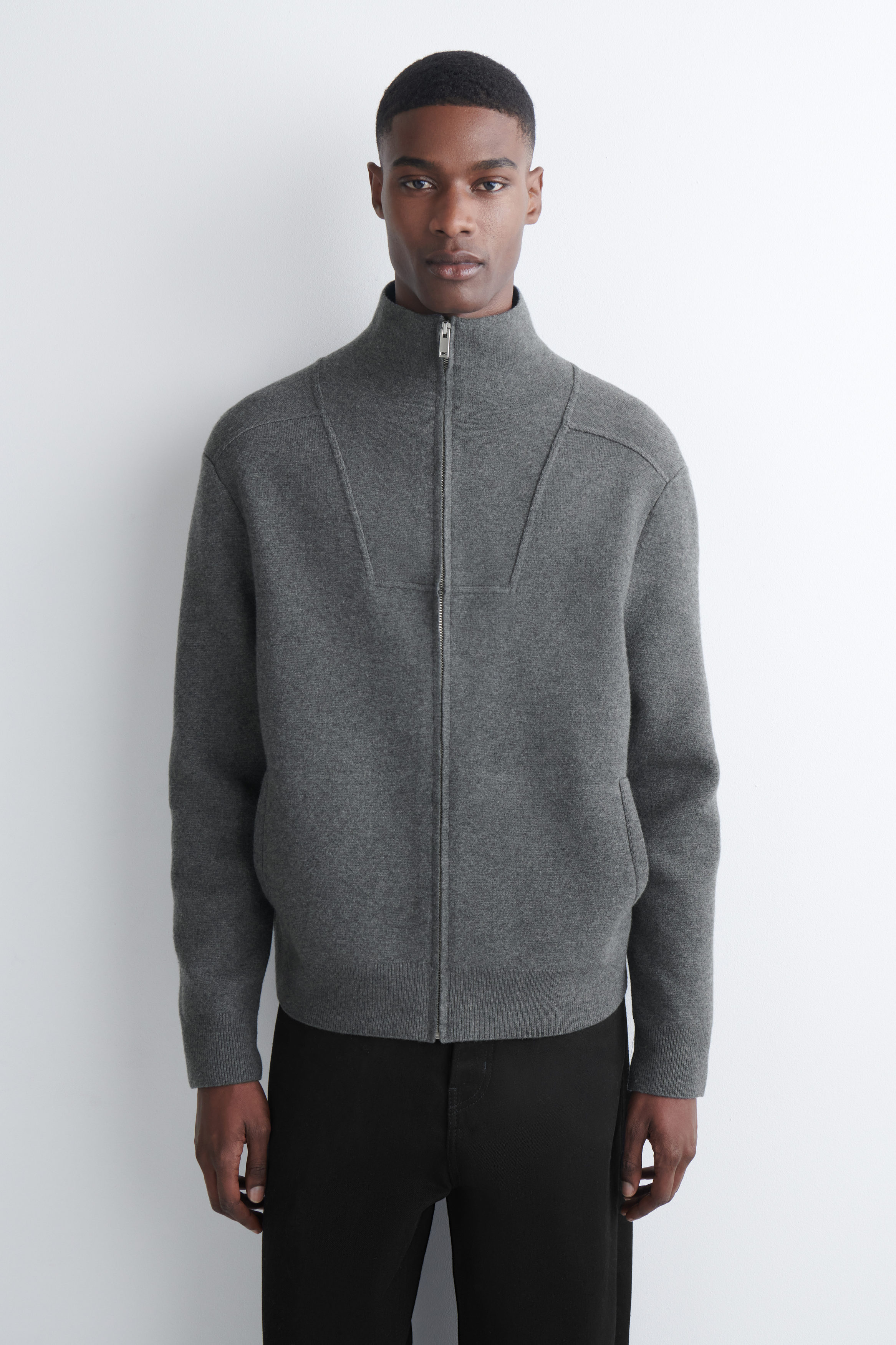 kolor ダークグレー ウールジャケット MERINO WOOL ZIP-UP TRACK JACKET - GRAY | COS US