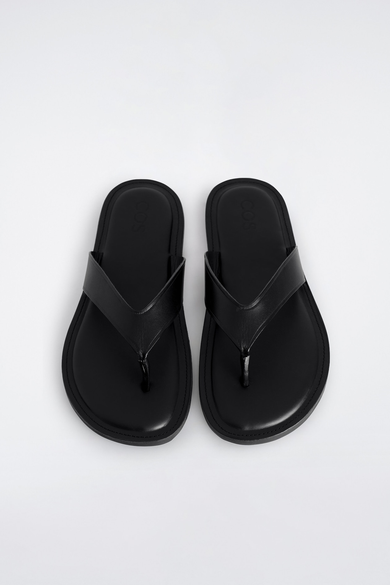 LEATHER FLIP FLOPS — BLACK