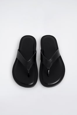 LEATHER FLIP FLOPS — BLACK 2