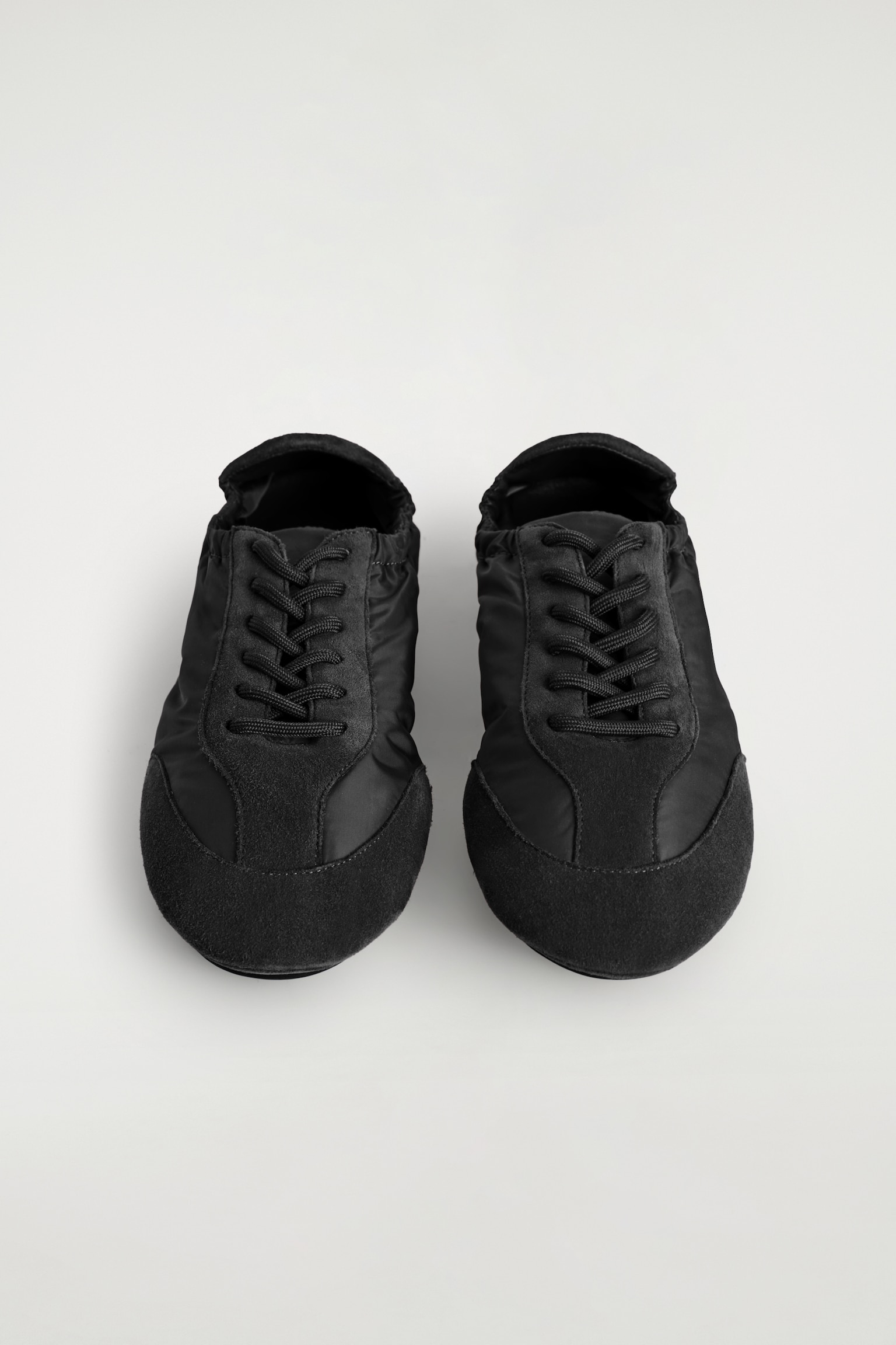 SNEAKERS BALLERINE IN PELLE SCAMOSCIATA E NYLON - NERO/BORDEAUX - 6