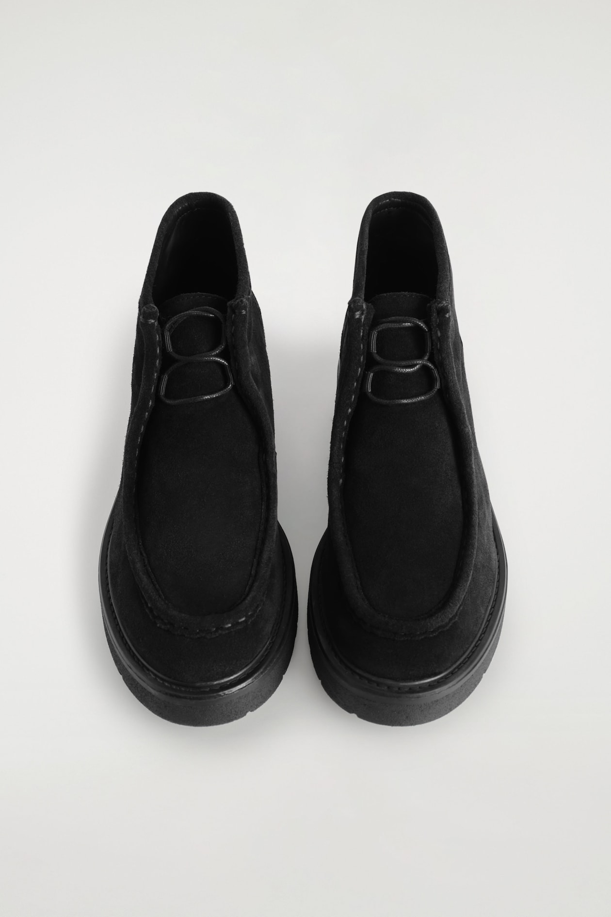 LACE-UP SUEDE ANKLE BOOTS — BLACK