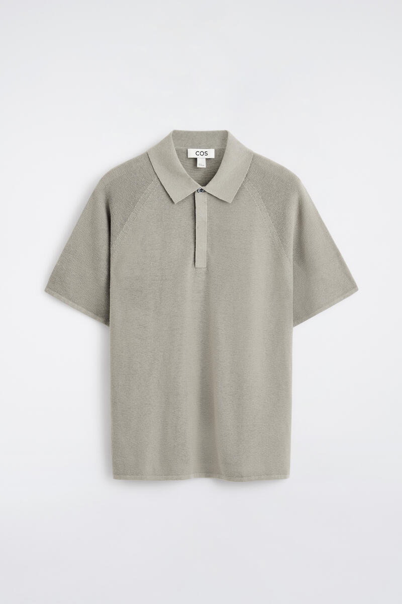 COS Knitted Linen-Silk Polo Shirt In Grey Men's Large