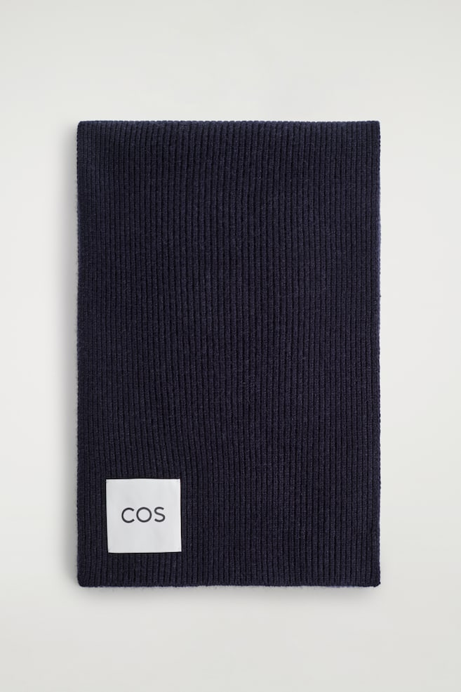 GERIPPTER SCHAL AUS WOLL-KASCHMIR-MIX - NAVYBLAU - 1