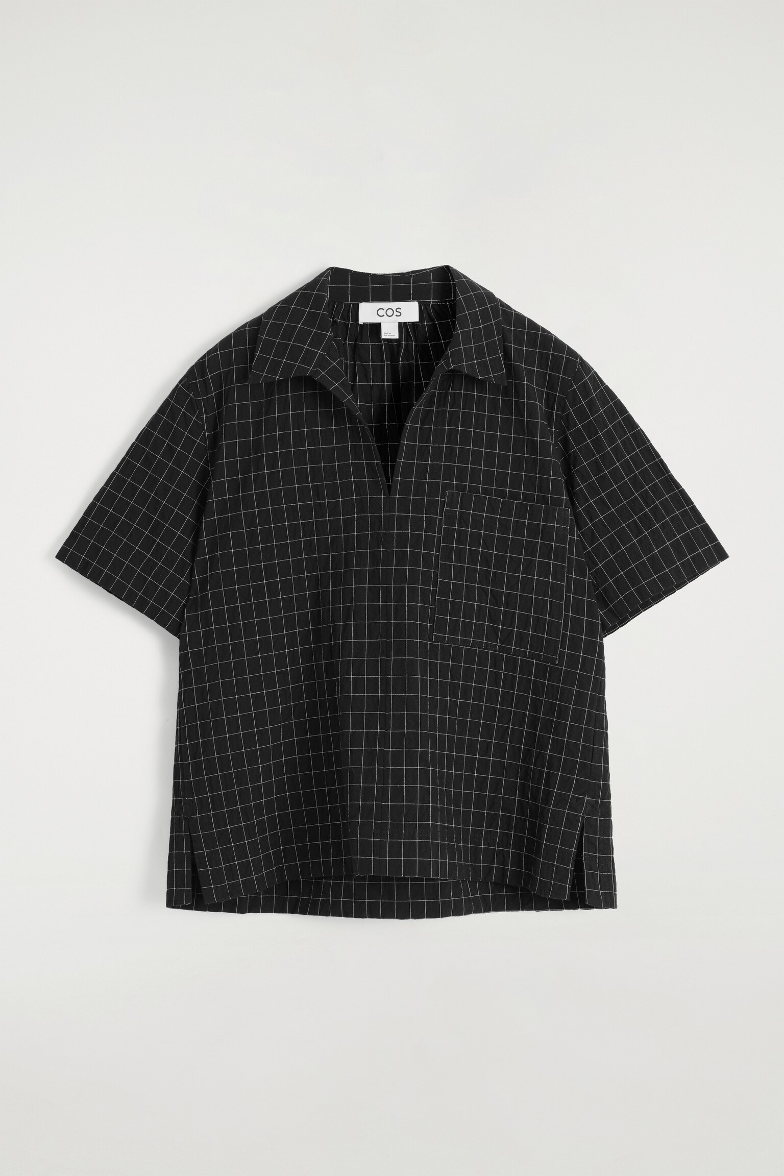 CAMICIA IN COTONE A QUADRI CON COLLETTO APERTO - NERO / QUADRI - 2