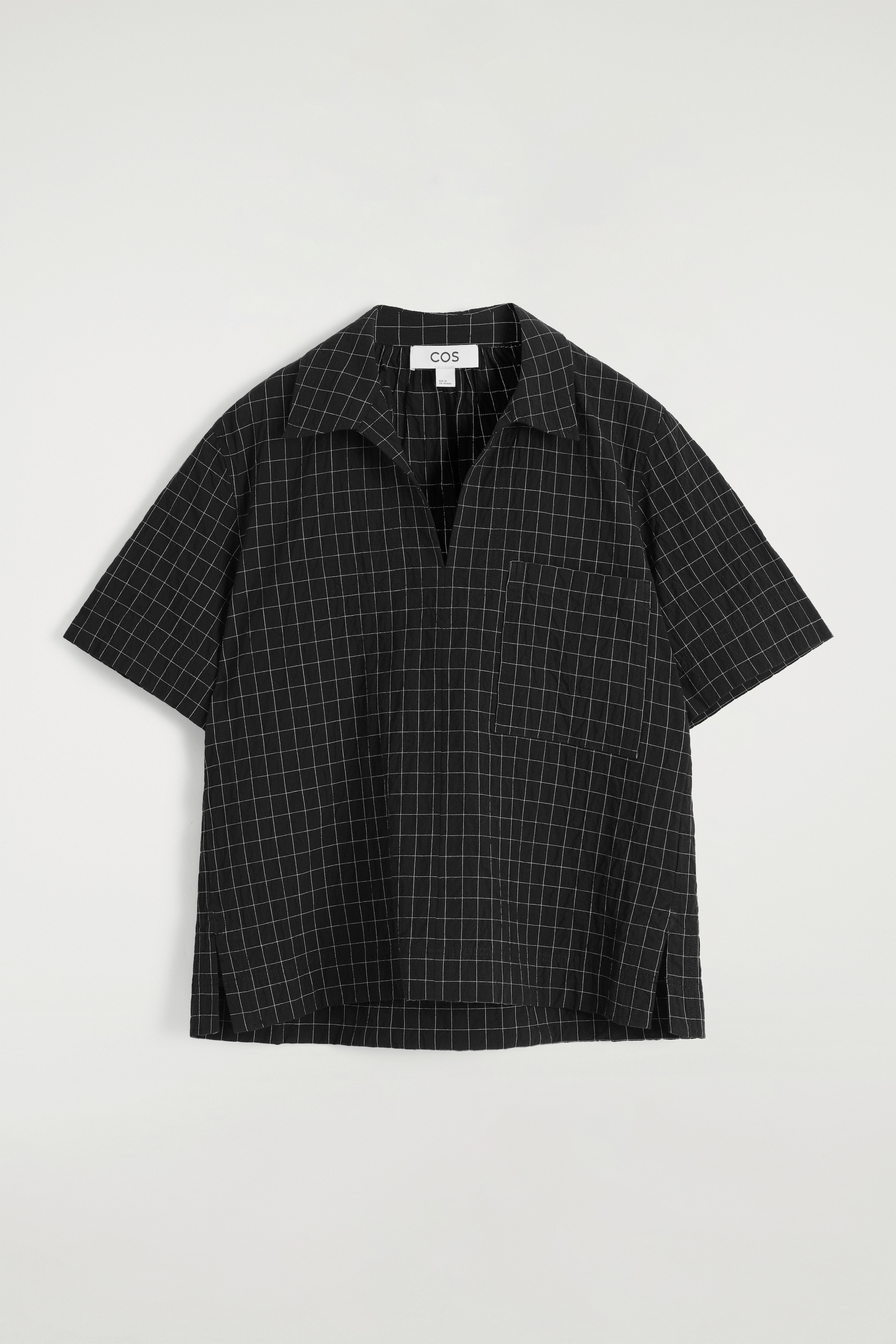 Größeres Bild anzeigen: KARIERTES BAUMWOLLHEMD MIT OFFENEM KRAGEN - SCHWARZ/KARIERT - Ladies | H&M AT 6