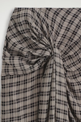 DRAPED CHECKED MIDI SKIRT — GRAY / CHECKED 6