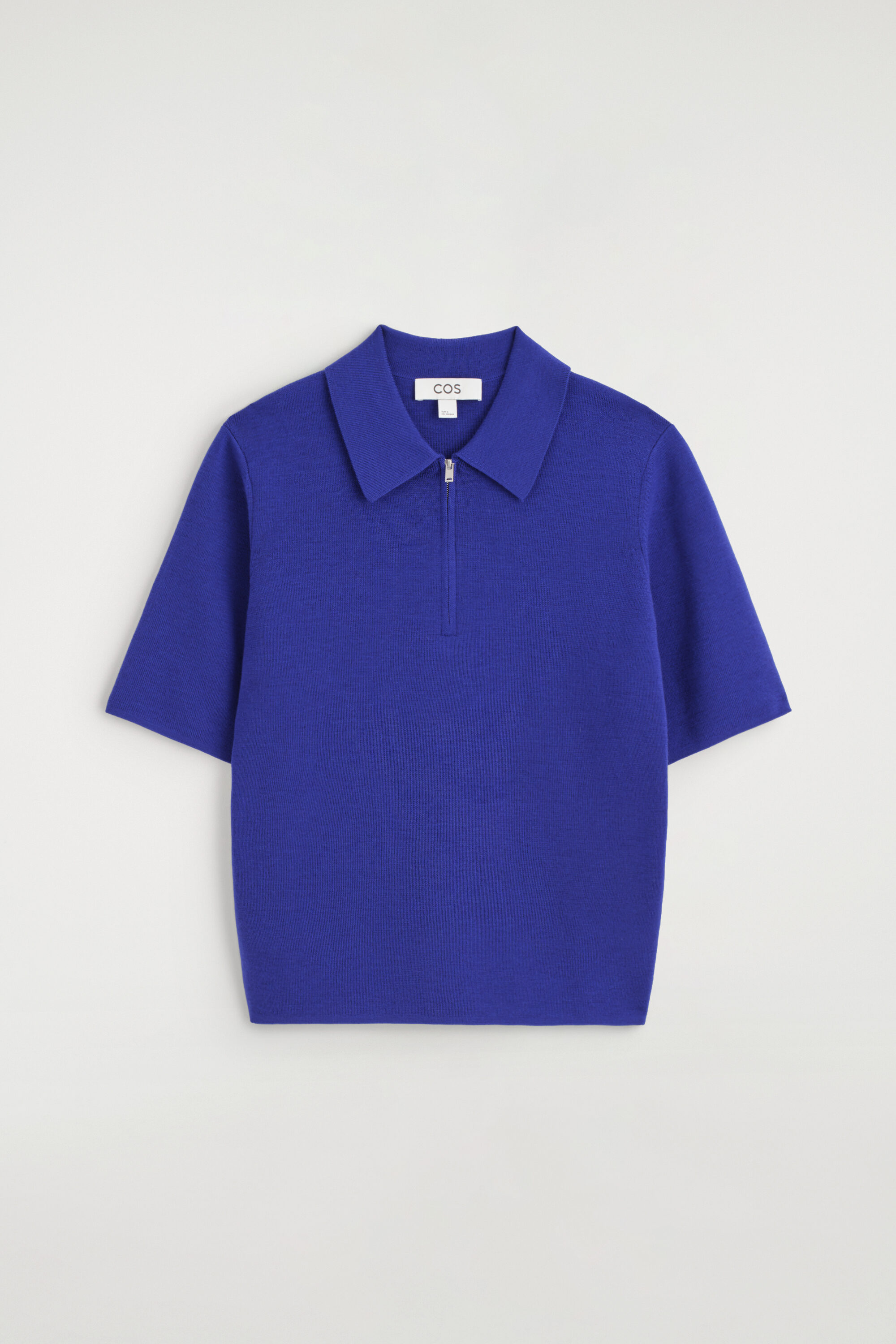 MERINO WOOL ZIP-UP POLO SHIRT - COBALT BLUE | COS US