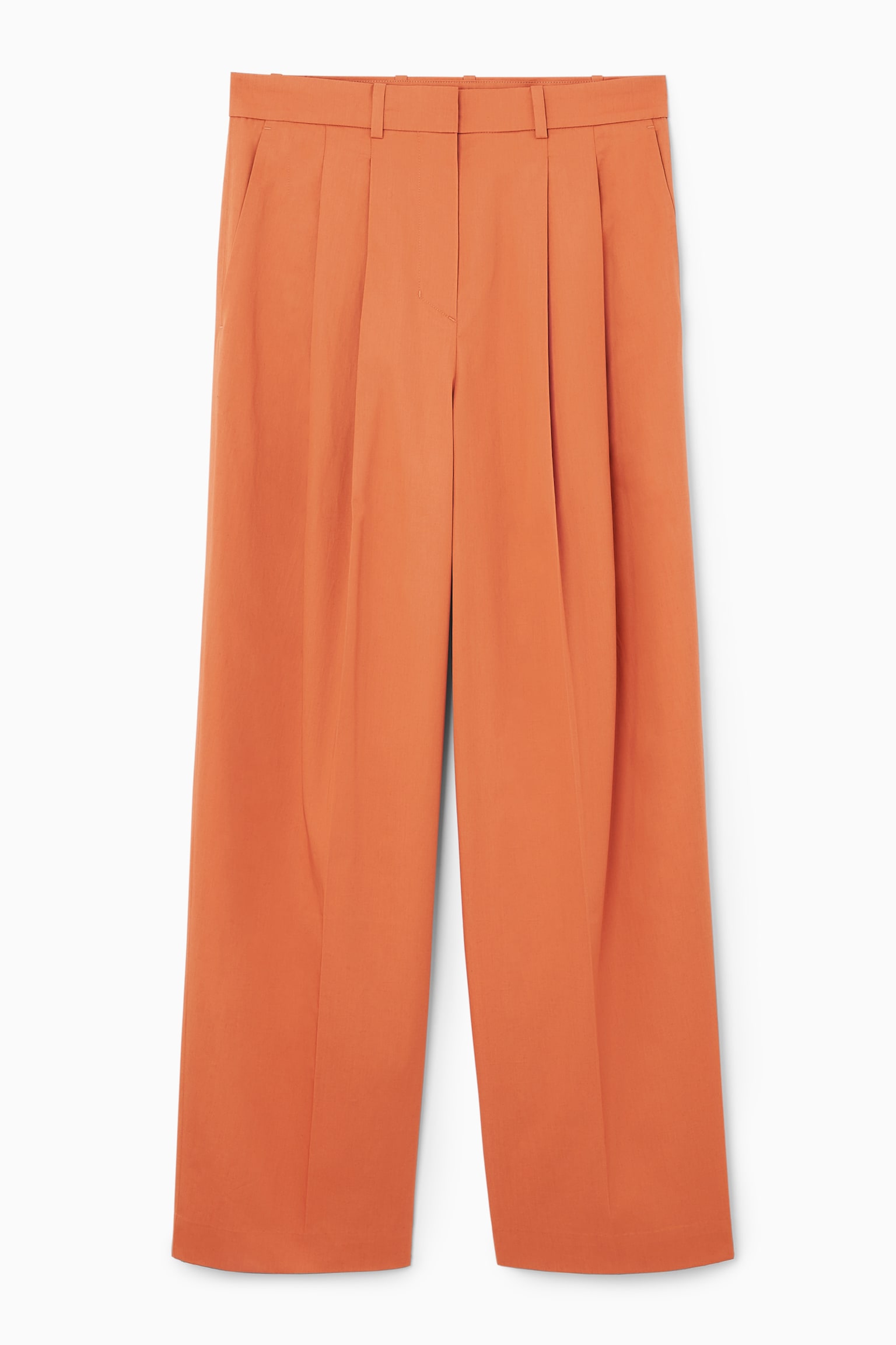 RELAXED COTTON WIDE-LEG TROUSERS - TERRACOTTA/CREAM/BLACK