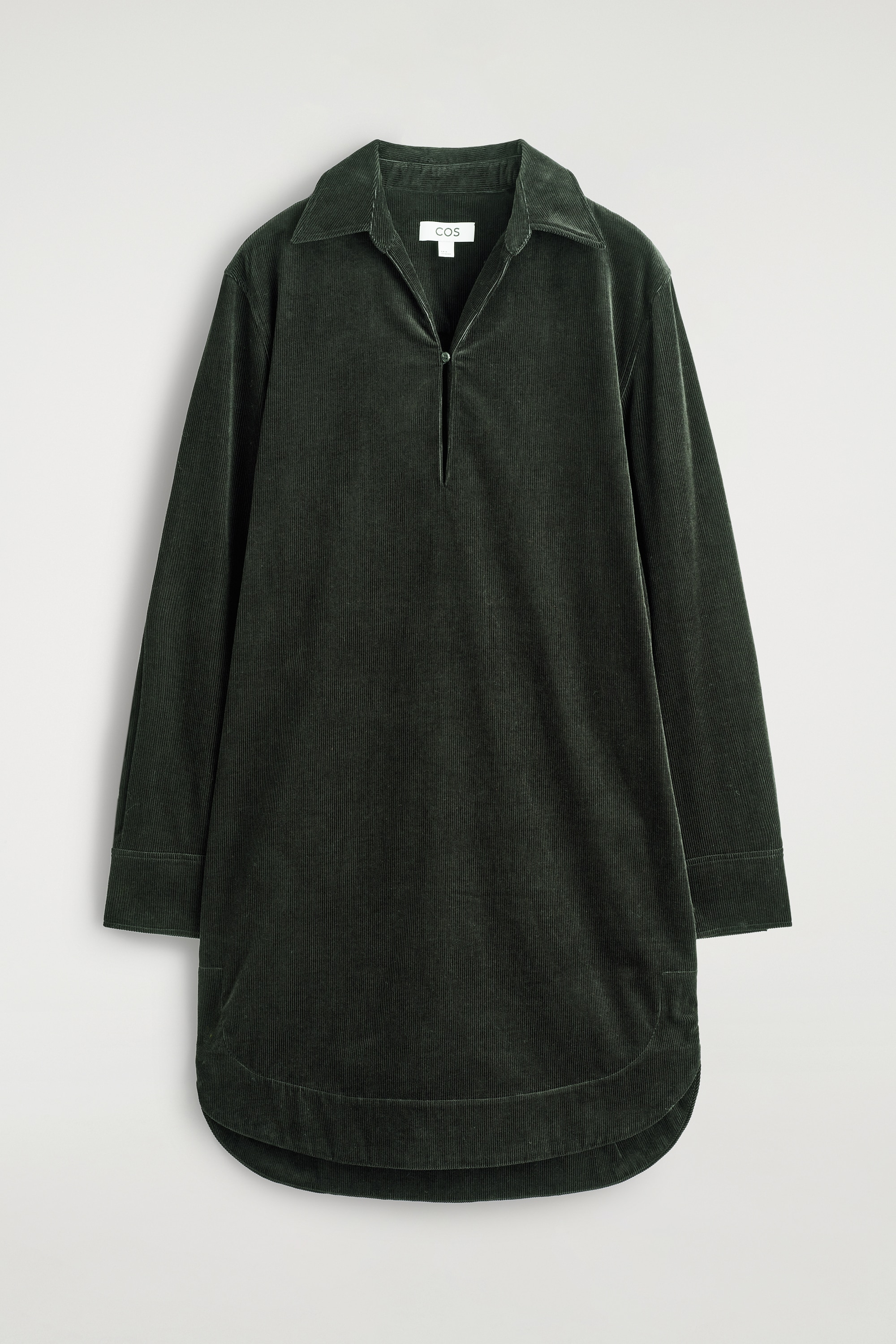 MINI ŠATY Z MATERIÁLU CORDUROY - DARK GREEN/ČIERNA