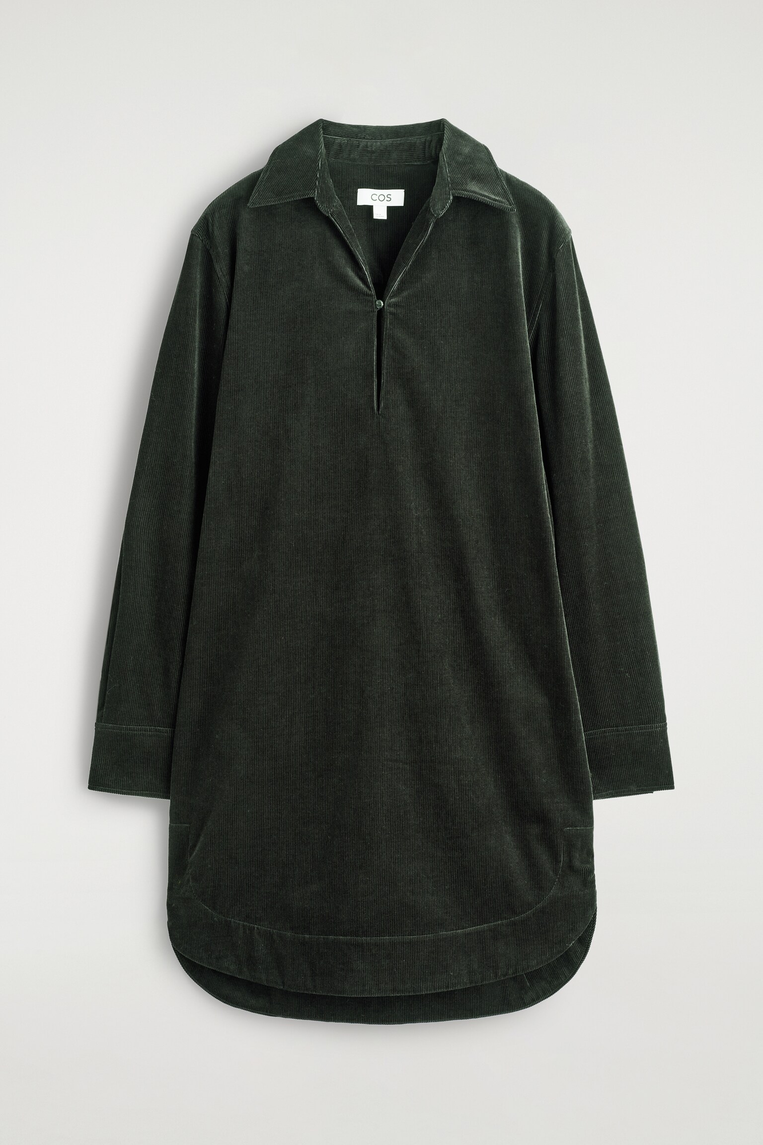 VESTIDO CAMISERO CORTO DE PANA - VERDE OSCURO/NEGRO - 2