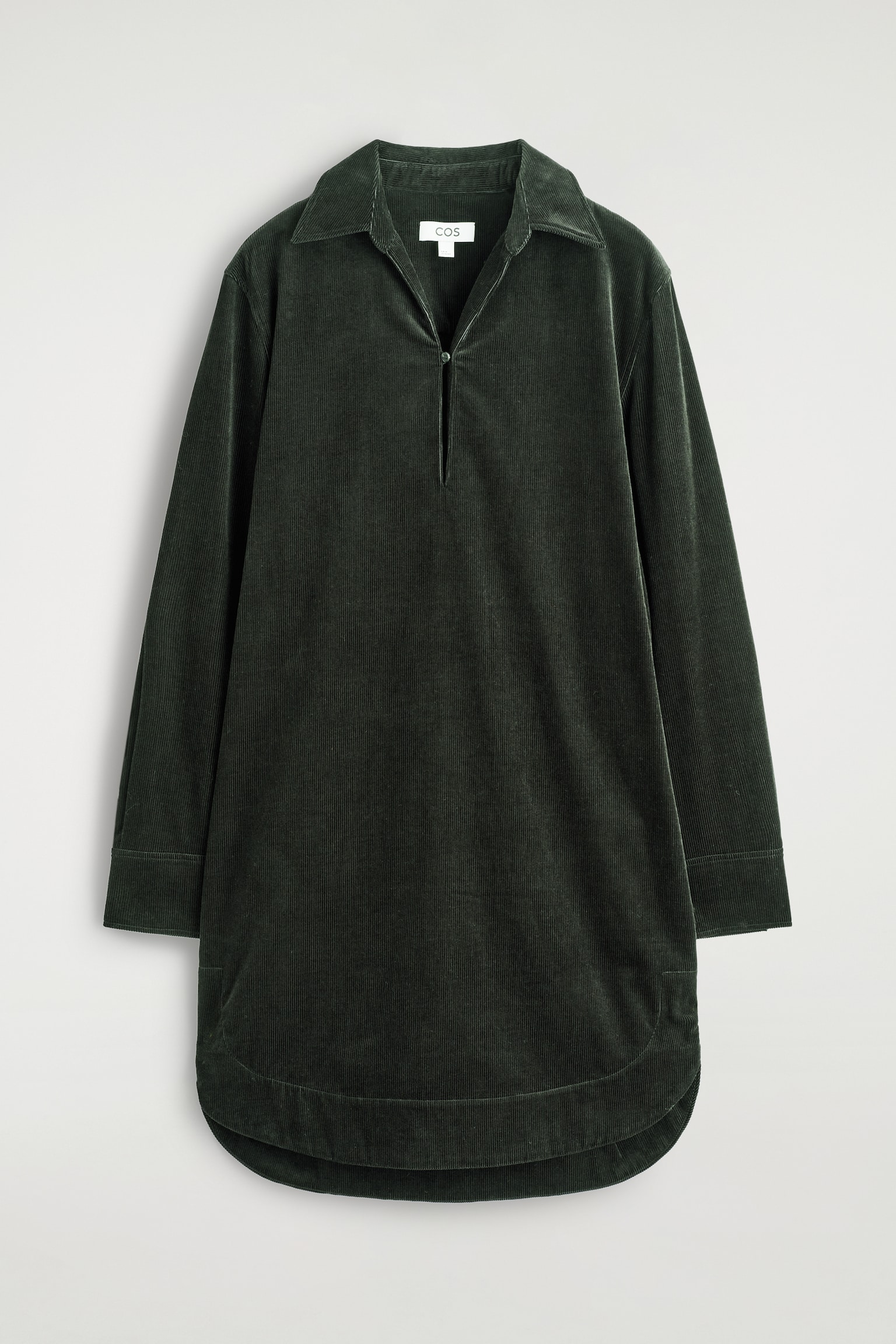 ROBE-CHEMISE COURTE EN VELOURS CÔTELÉ - VERT FONCÉ/NOIR - 2