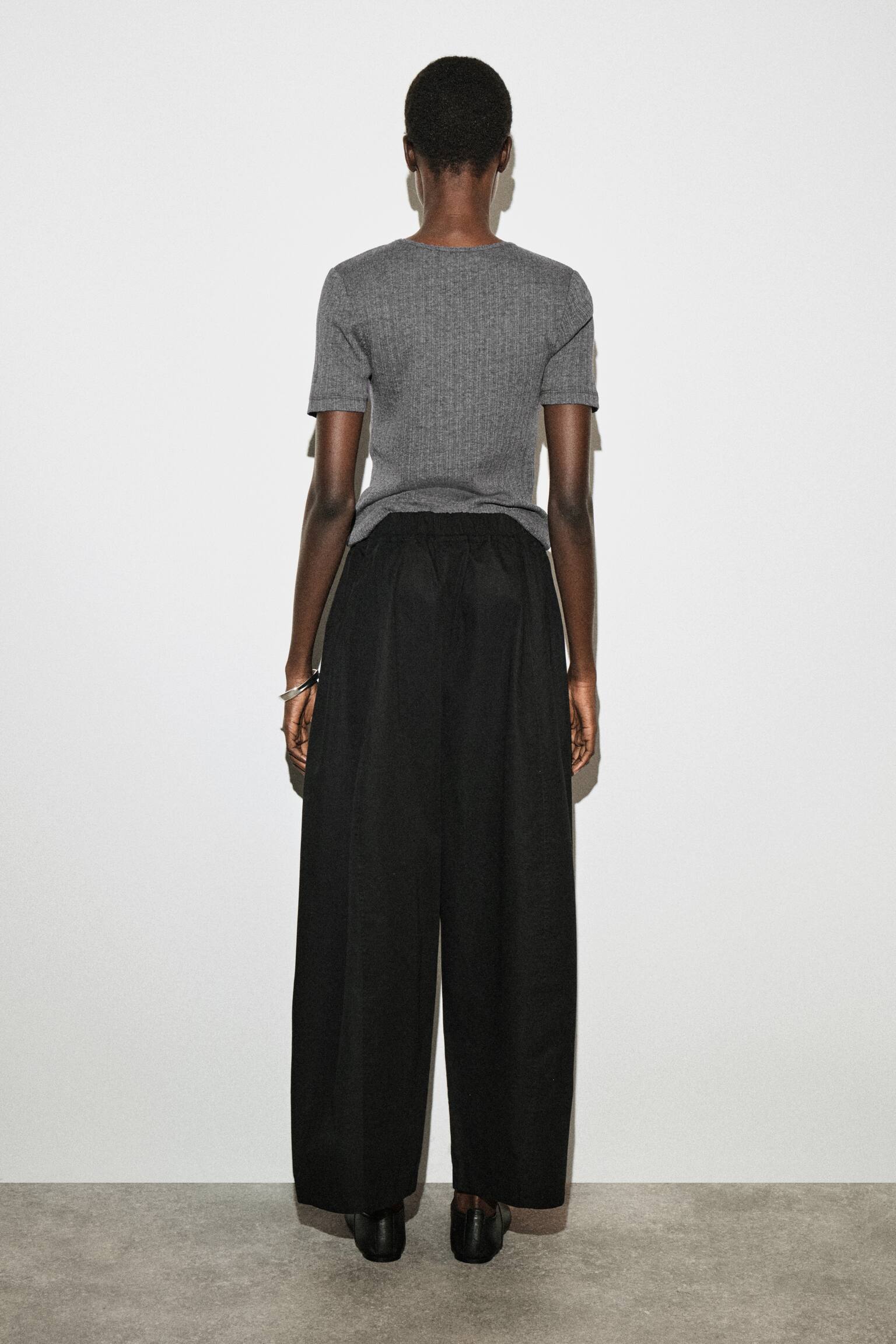 ELASTISCHE BARREL-LEG BROEK - ZWART/WIT/Donkerrood - 5