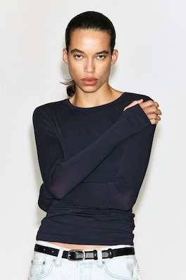 SLIM MERINO WOOL TOP — NAVY 3