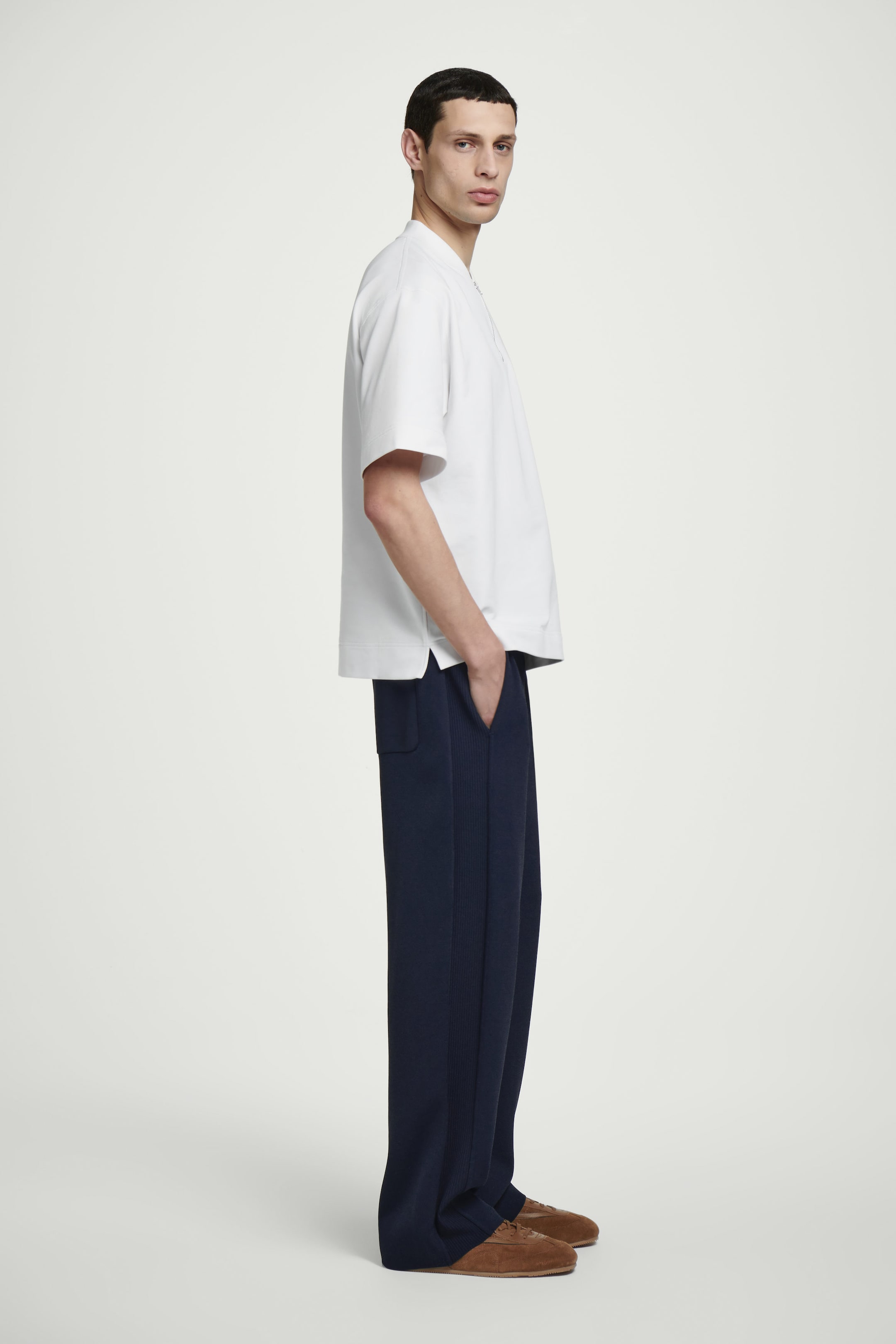 HALF-ZIP COTTON T-SHIRT