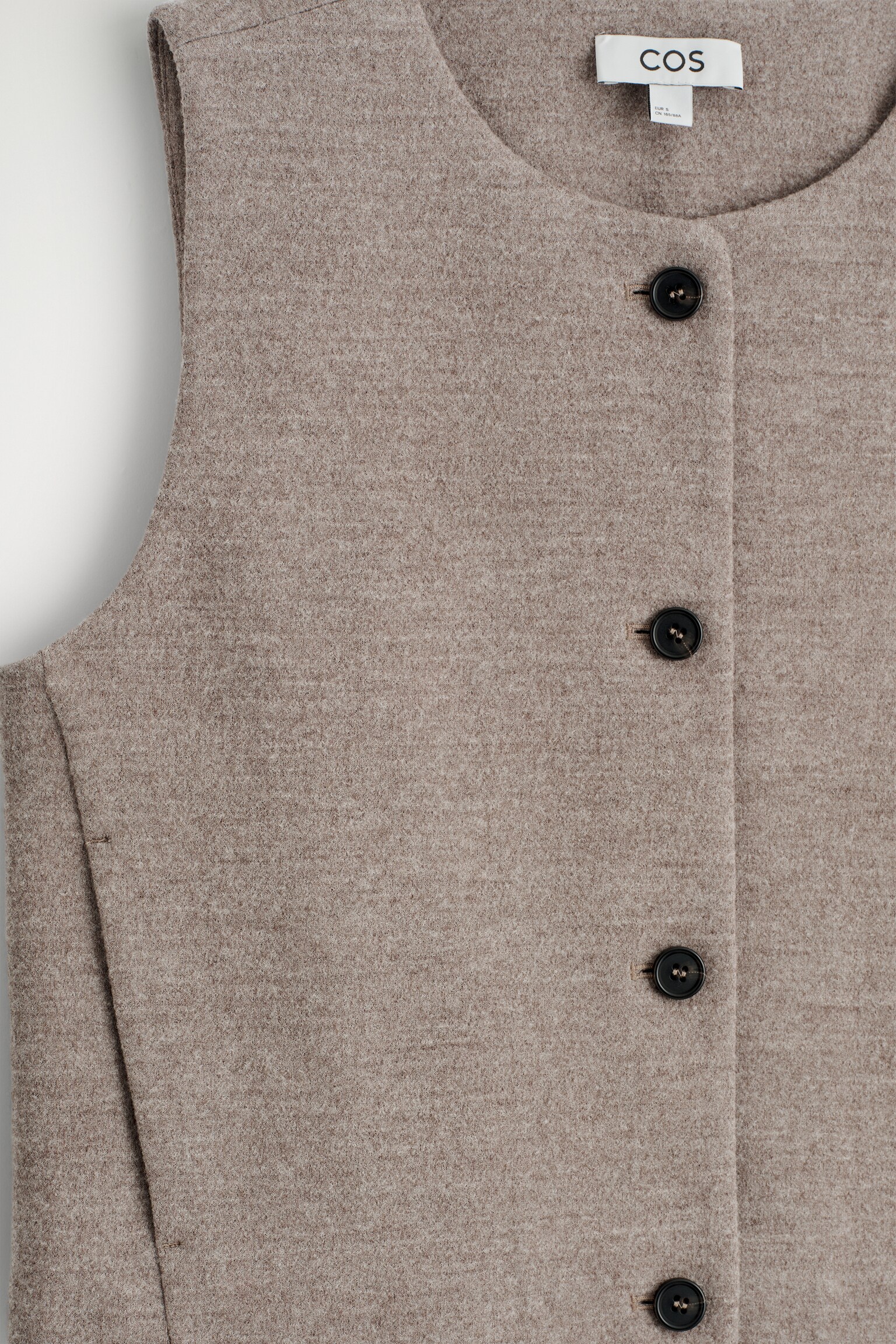 BOILED MERINO WOOL WAISTCOAT - STONE MÉLANGE/NAVY - 3