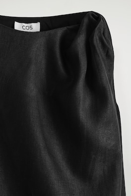 TWIST-DETAIL LINEN MINI DRESS — BLACK 1