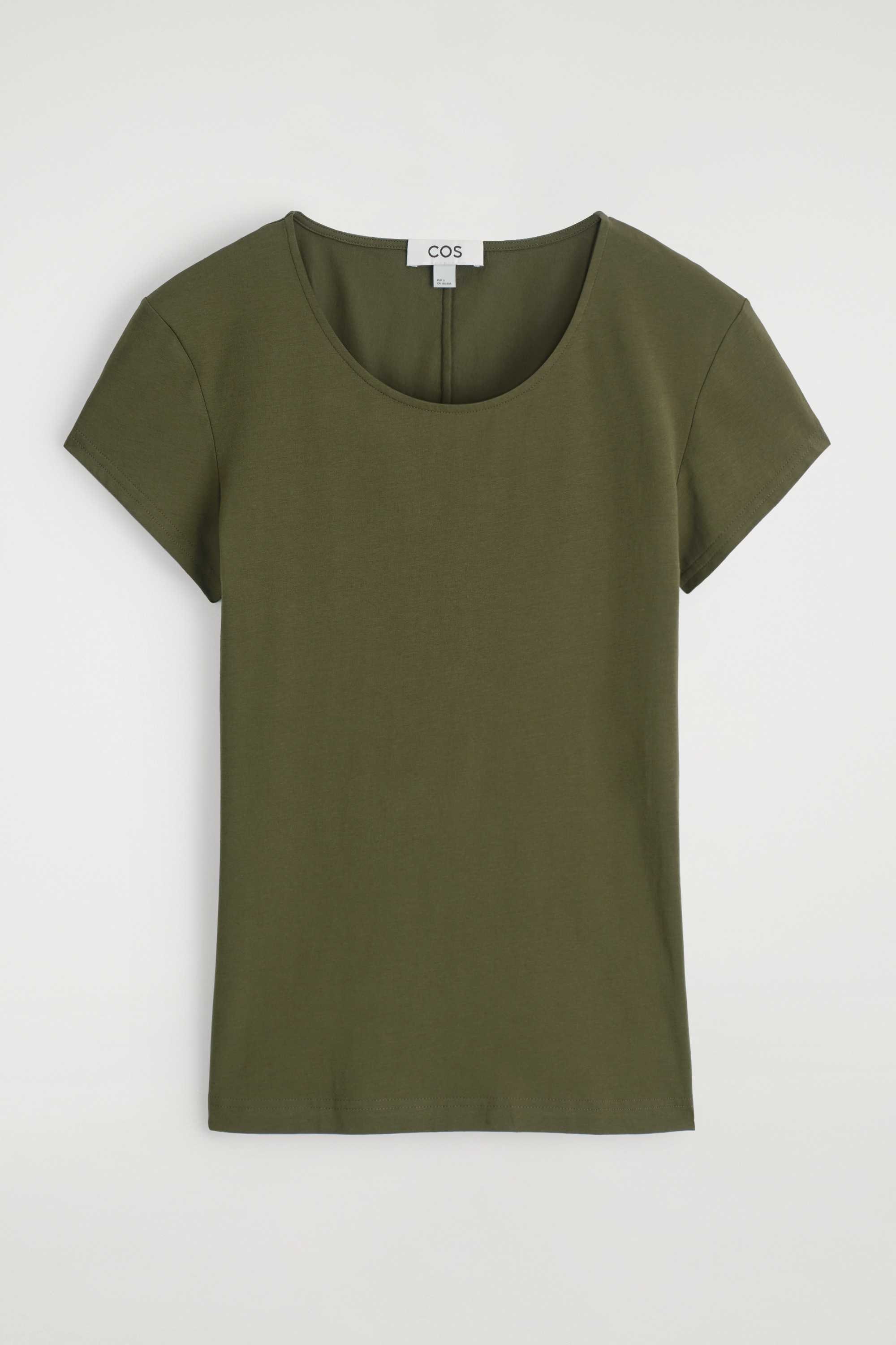 T-SHIRT MET RONDE HALS - DONKER KHAKI