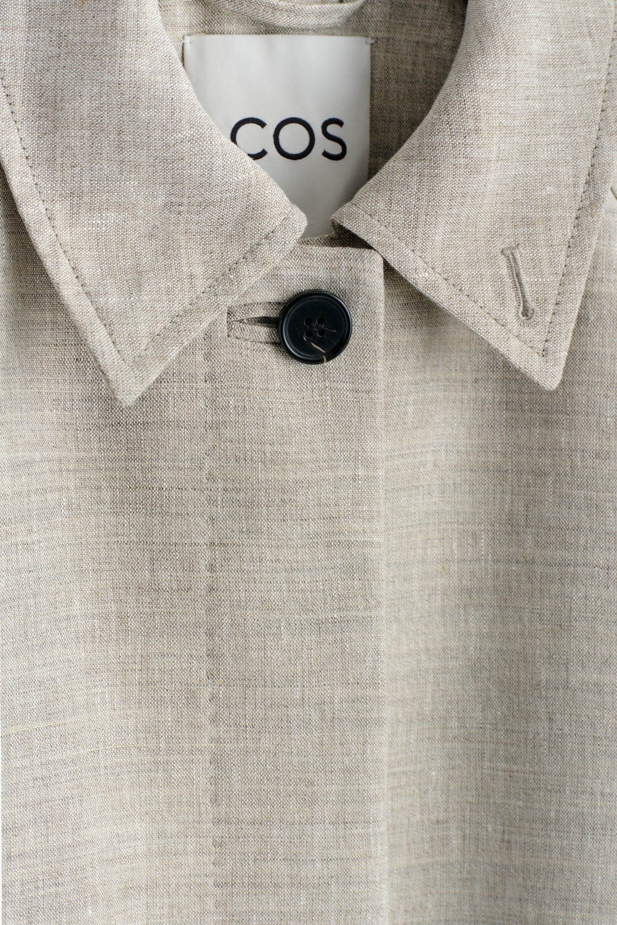 LINEN-WOOL LONG TRENCH COAT — STONE MÉLANGE