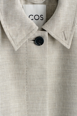 LINEN-WOOL LONG TRENCH COAT — STONE MÉLANGE 7