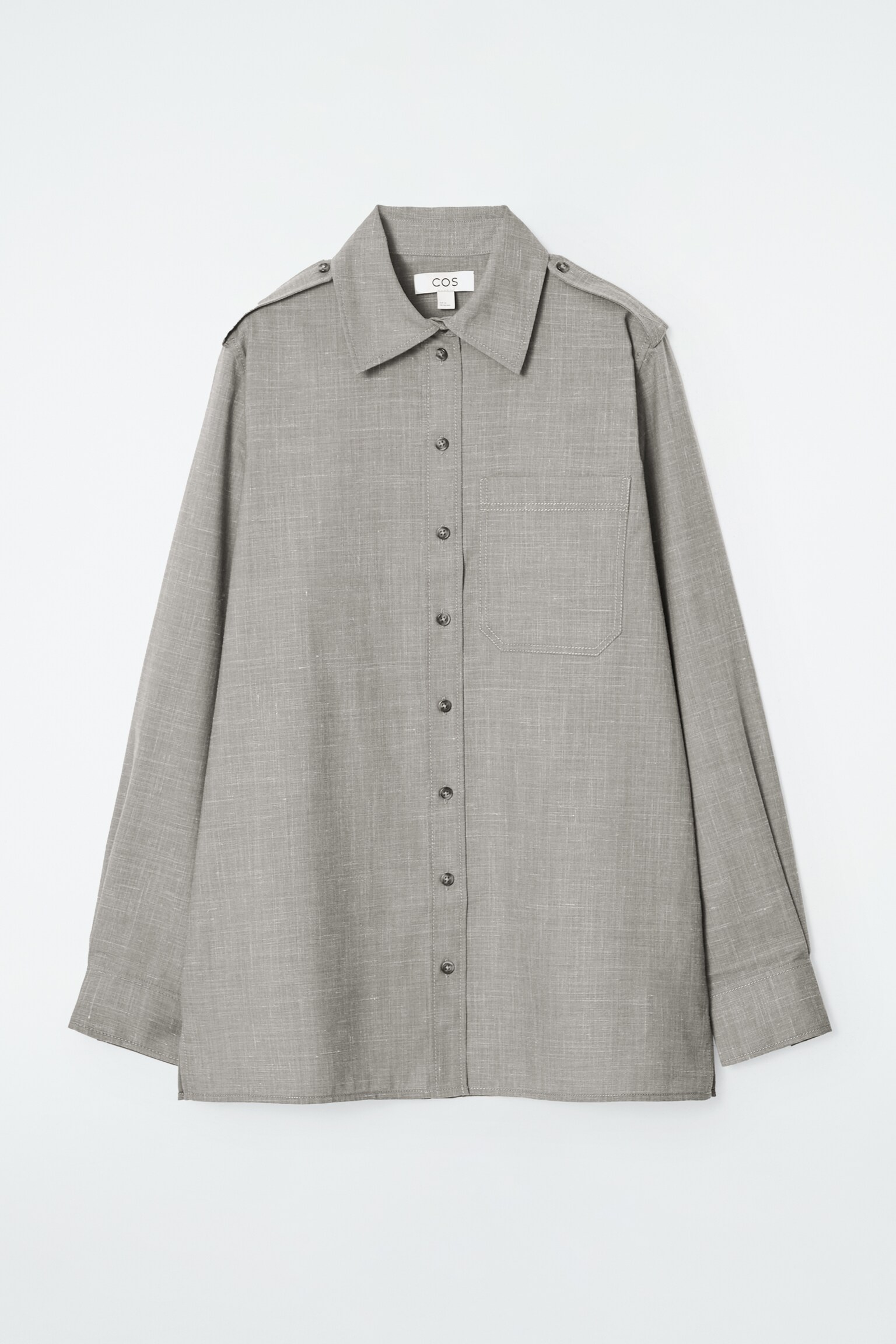REGULAR EPAULETTE-DETAIL WOOL SHIRT - LIGHT BROWN
