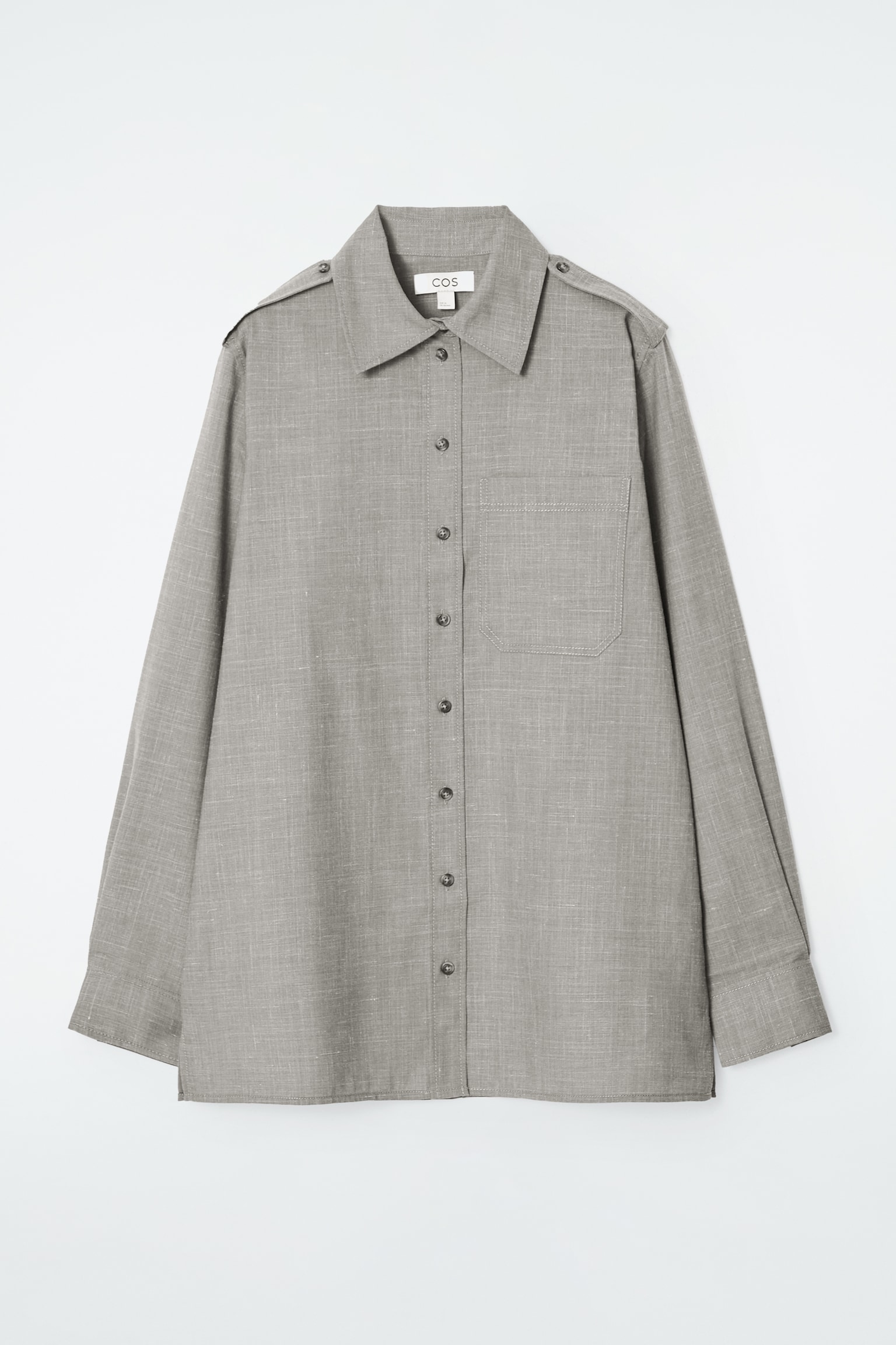 CHEMISE REGULAR À ÉPAULETTES EN LAINE - BRUN CLAIR
