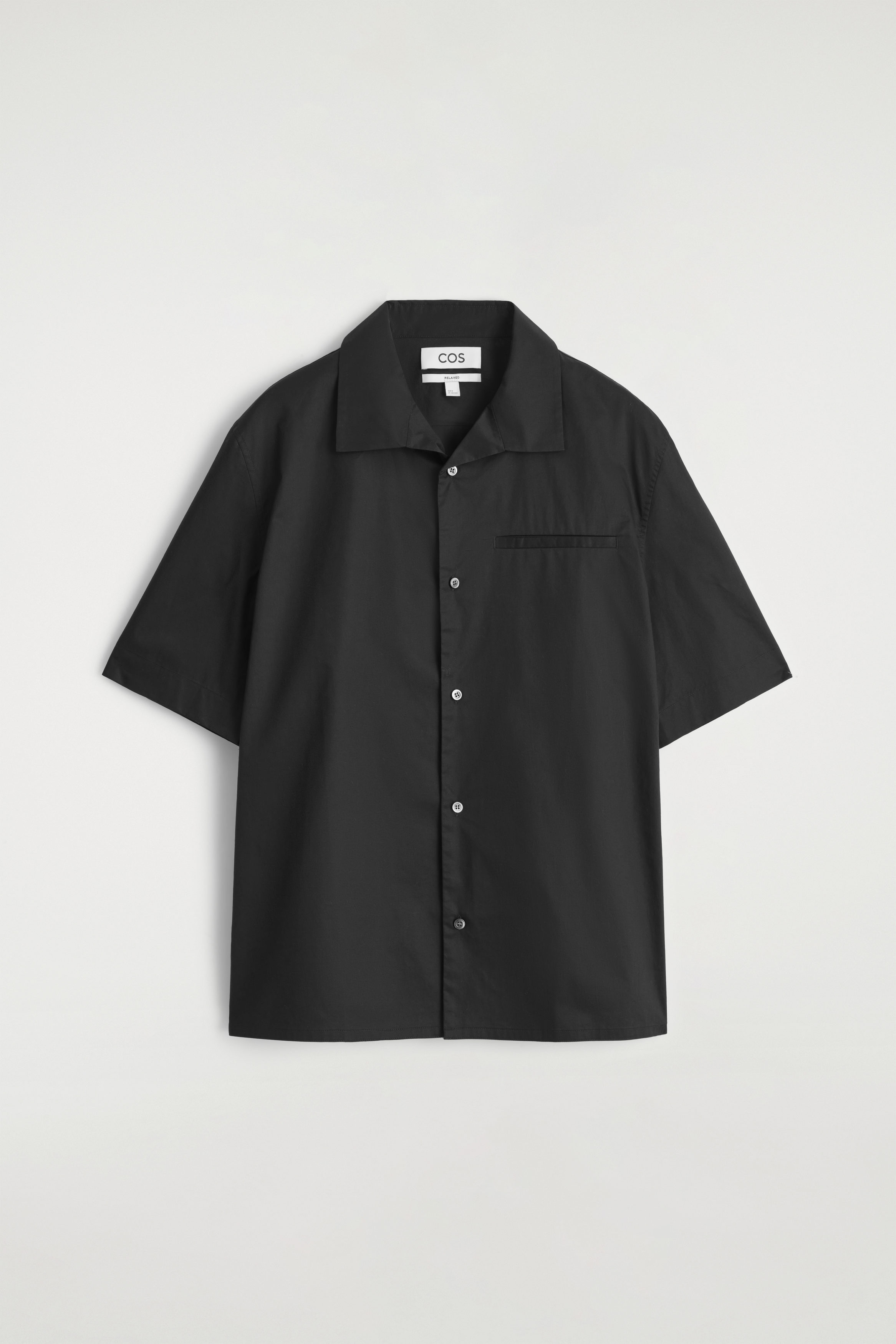 RELAXED SEERSUCKER COTTON ZIPPED SHIRT - BLACK | COS